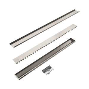 NERO TILE INSERT V CHANNEL 800X82MM FLOOR GRATE 50MM OUTLET BRUSHED NICKEL