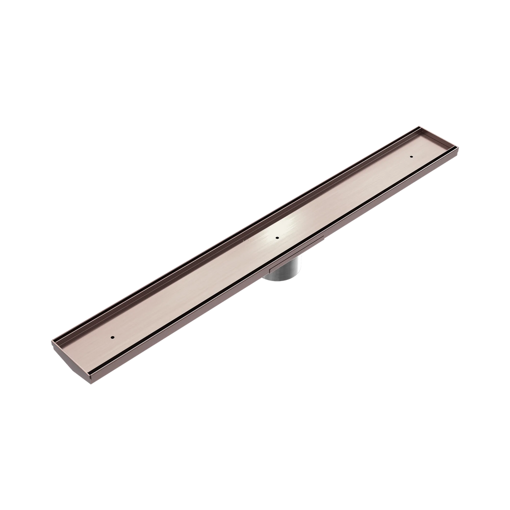 NERO TILE INSERT V CHANNEL 800X82MM FLOOR GRATE 50MM OUTLET BRUSHED BRONZE