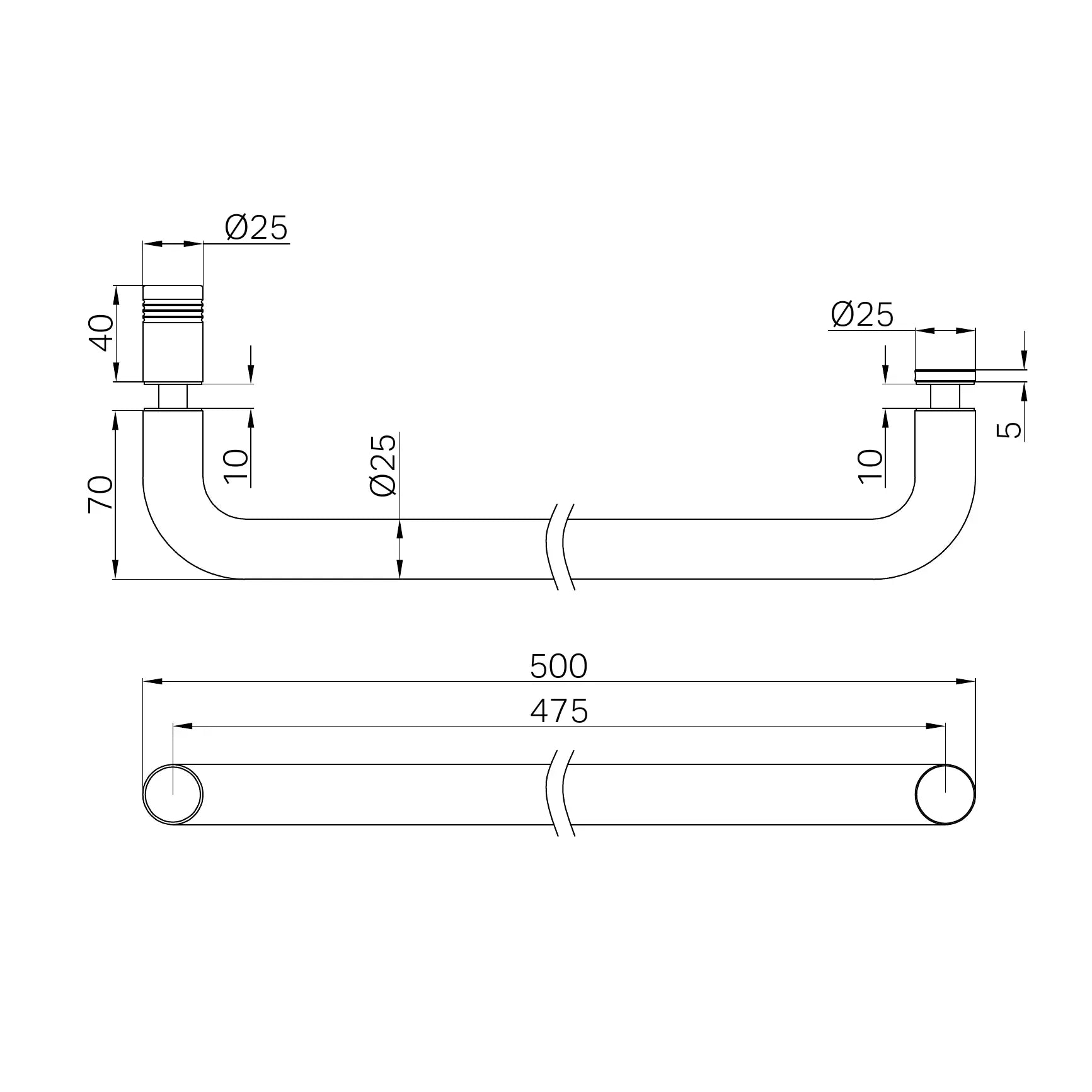 NERO TOWEL BAR 500MM GUN METAL