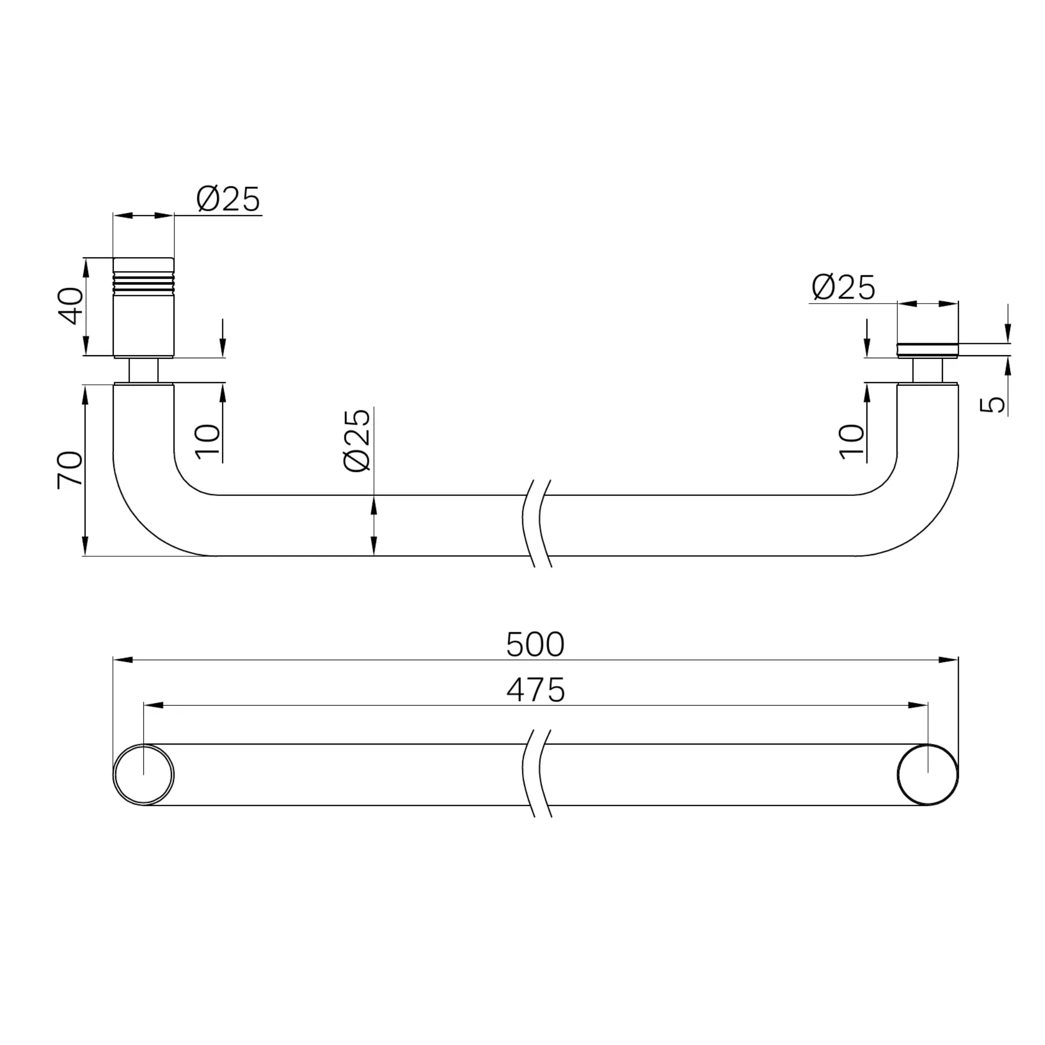 NERO TOWEL BAR 500MM BRUSHED NICKEL