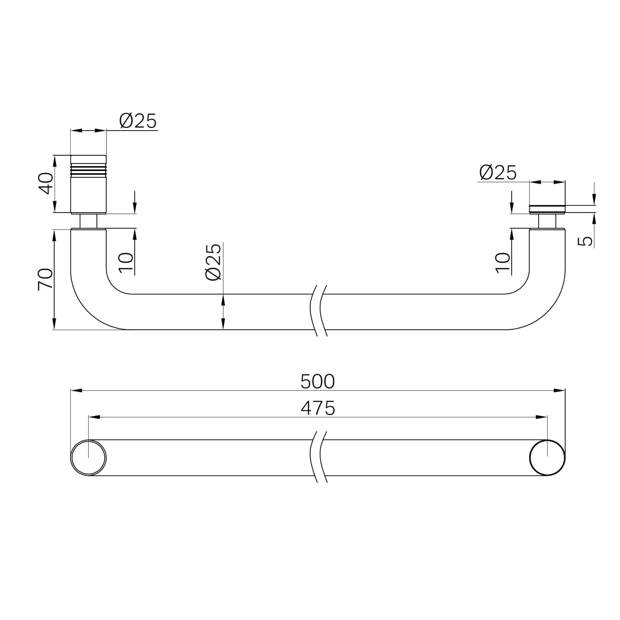 NERO TOWEL BAR 500MM BRUSHED BRONZE
