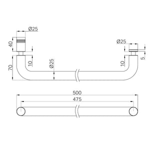 NERO TOWEL BAR 500MM CHROME