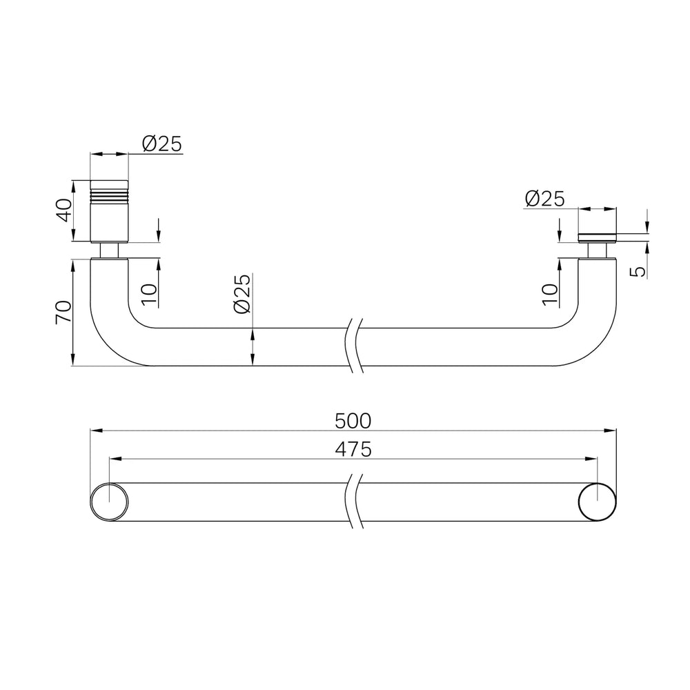 NERO TOWEL BAR 500MM MATTE BLACK