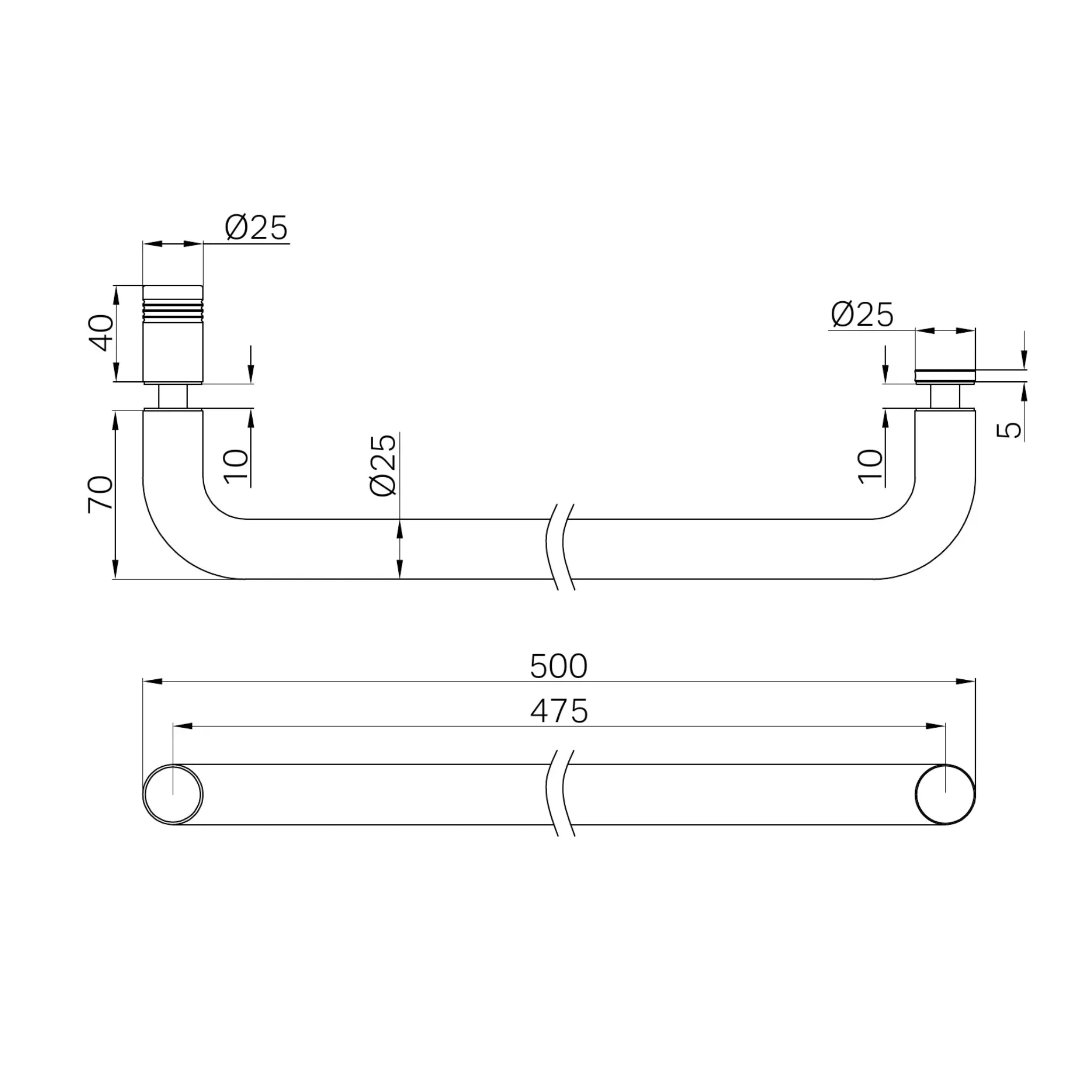 NERO TOWEL BAR 500MM MATTE BLACK