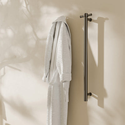 NERO MECCA SINGLE VERTICAL HEATED TOWEL RAIL GUN METAL 900MM