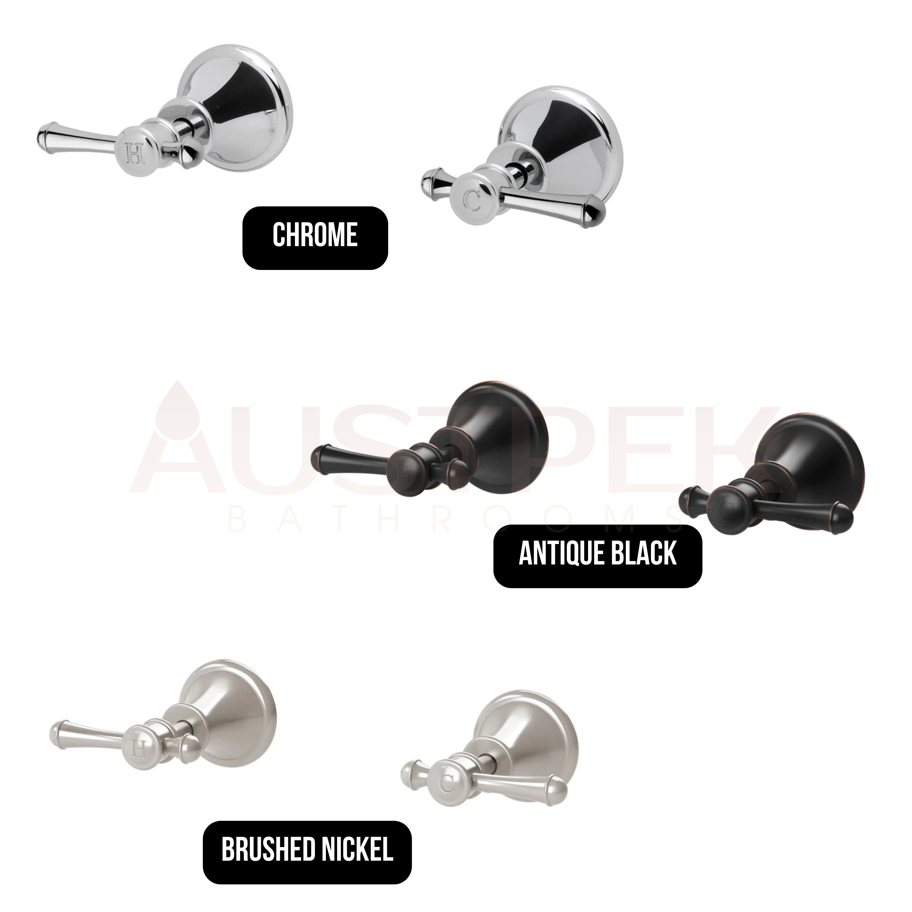 PHOENIX NOSTALGIA LEVER LEAD FREE WALL TOP ASSEMBLIES ANTIQUE BLACK