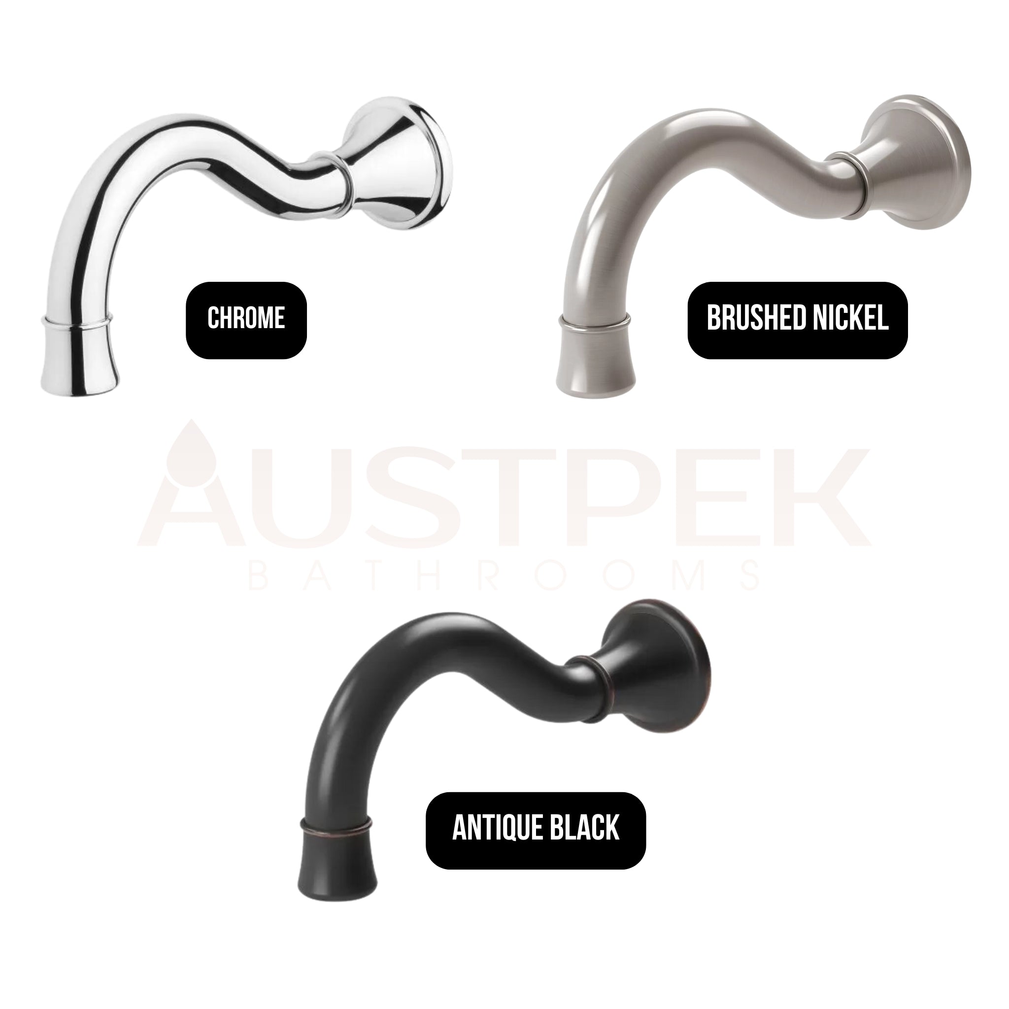 PHOENIX NOSTALGIA WALL BASIN / BATH OUTLET 180MM SHEPHERD CROOK ANTIQUE BLACK