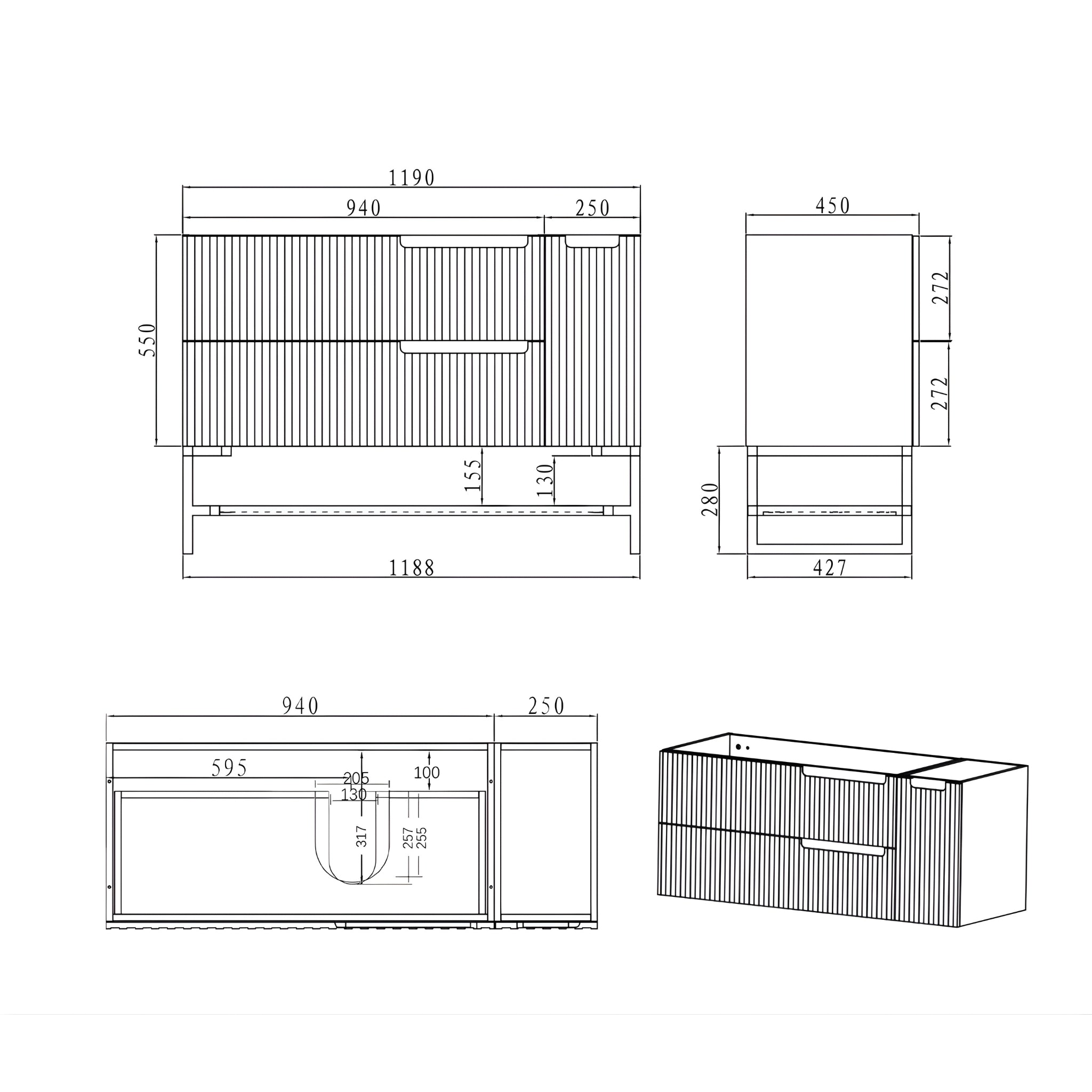 OTTI NOOSA MATTE WHITE 1200MM SINGLE BOWL FLOOR STANDING VANITY