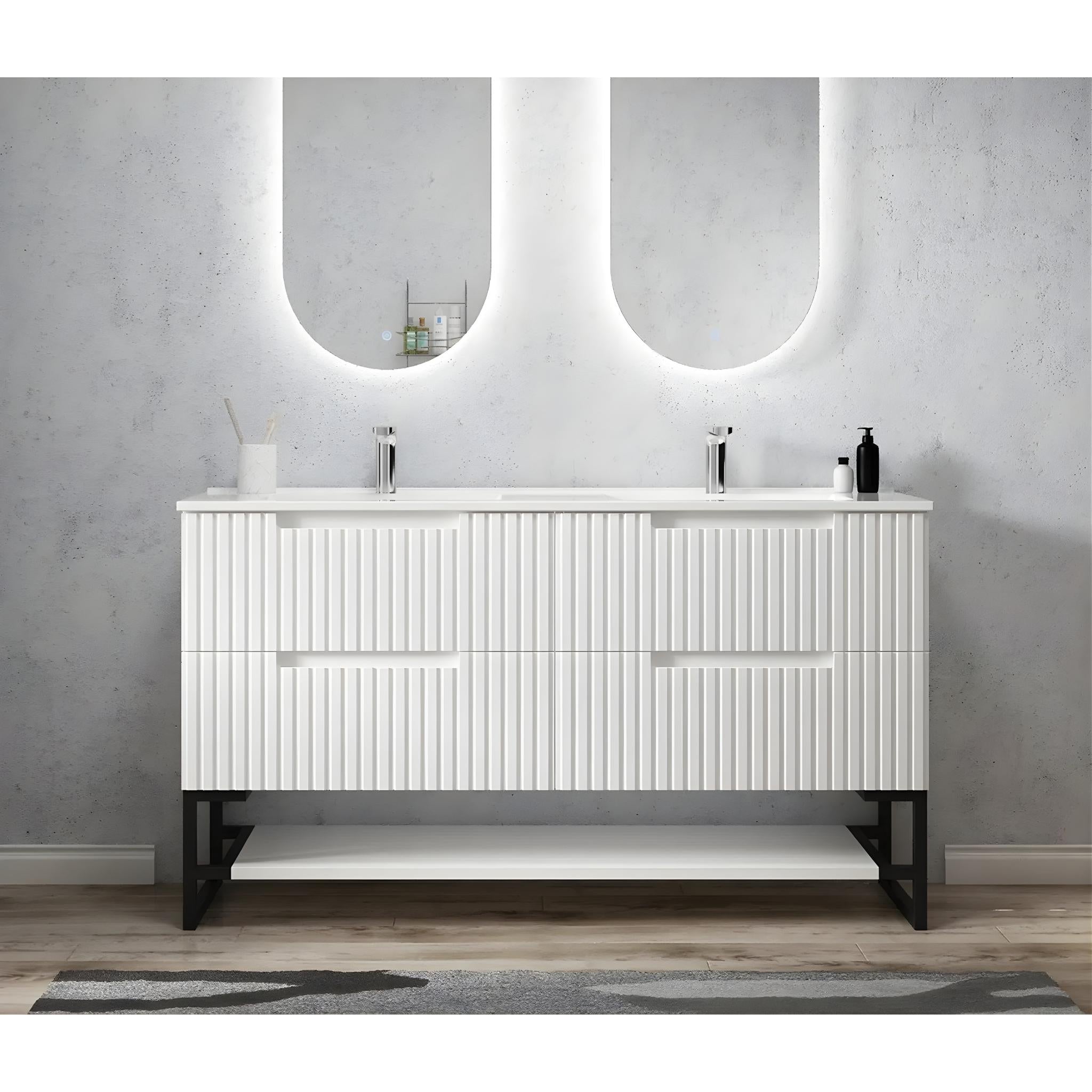 OTTI NOOSA MATTE WHITE 1500MM DOUBLE BOWL FLOOR STANDING VANITY