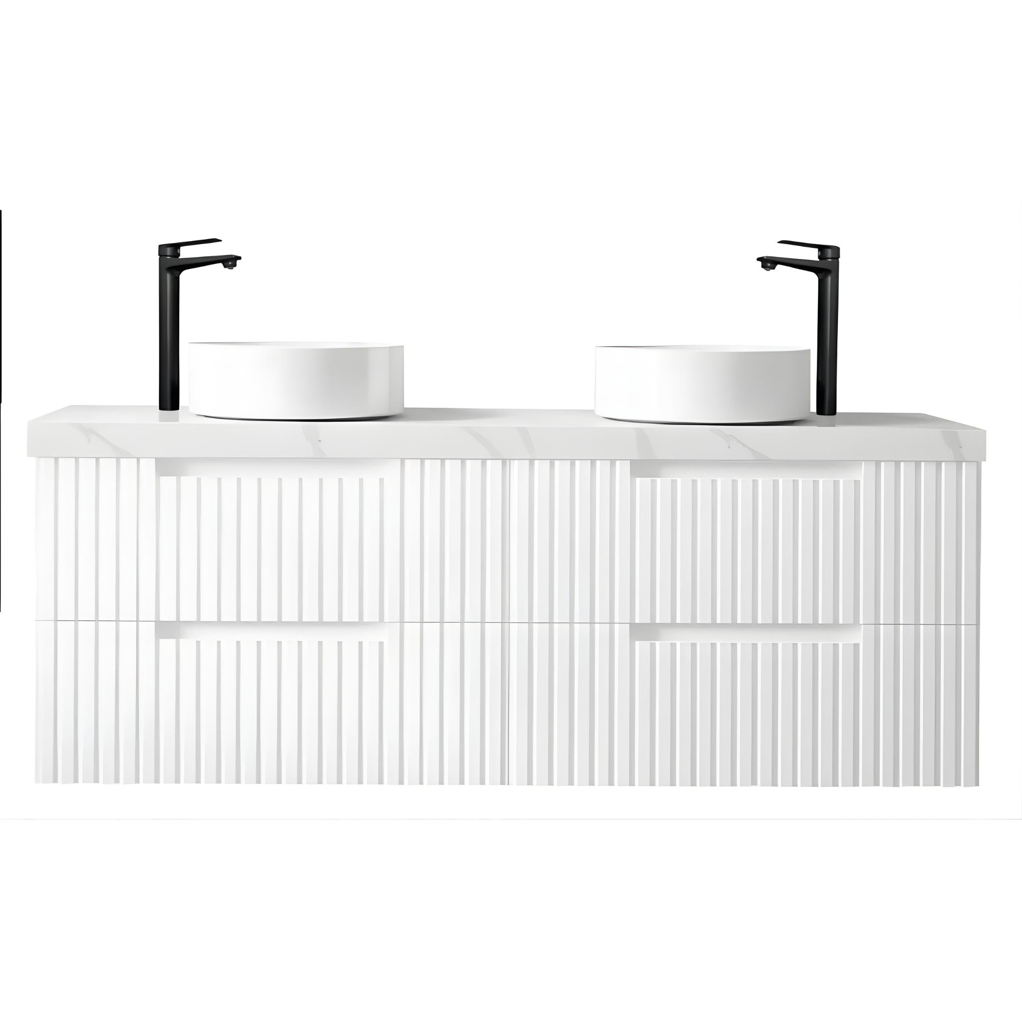 OTTI NOOSA MATTE WHITE 1500MM DOUBLE BOWL FLOOR STANDING VANITY