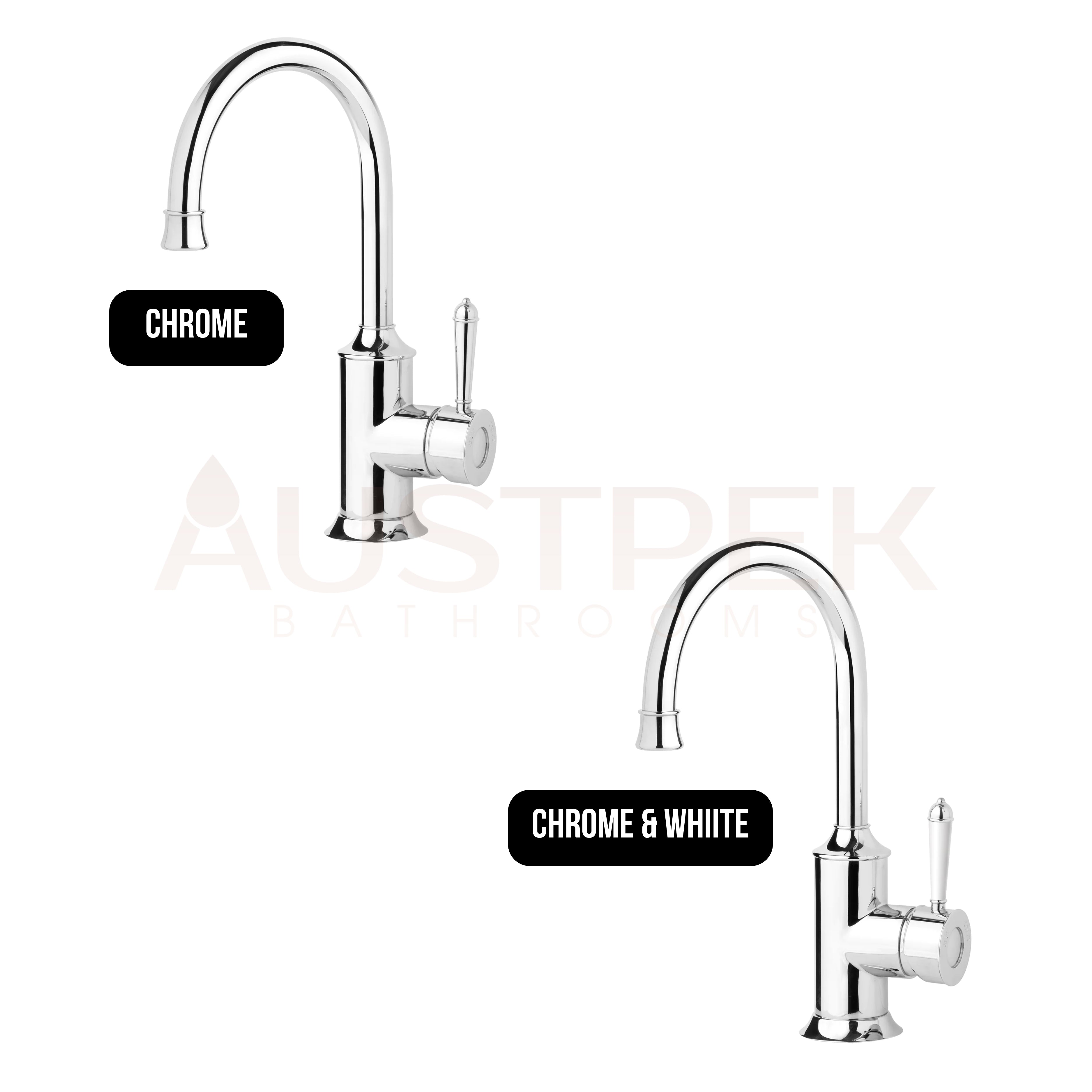 PHOENIX NOSTALGIA GOOSENECK SINK MIXER 160MM CHROME AND WHITE