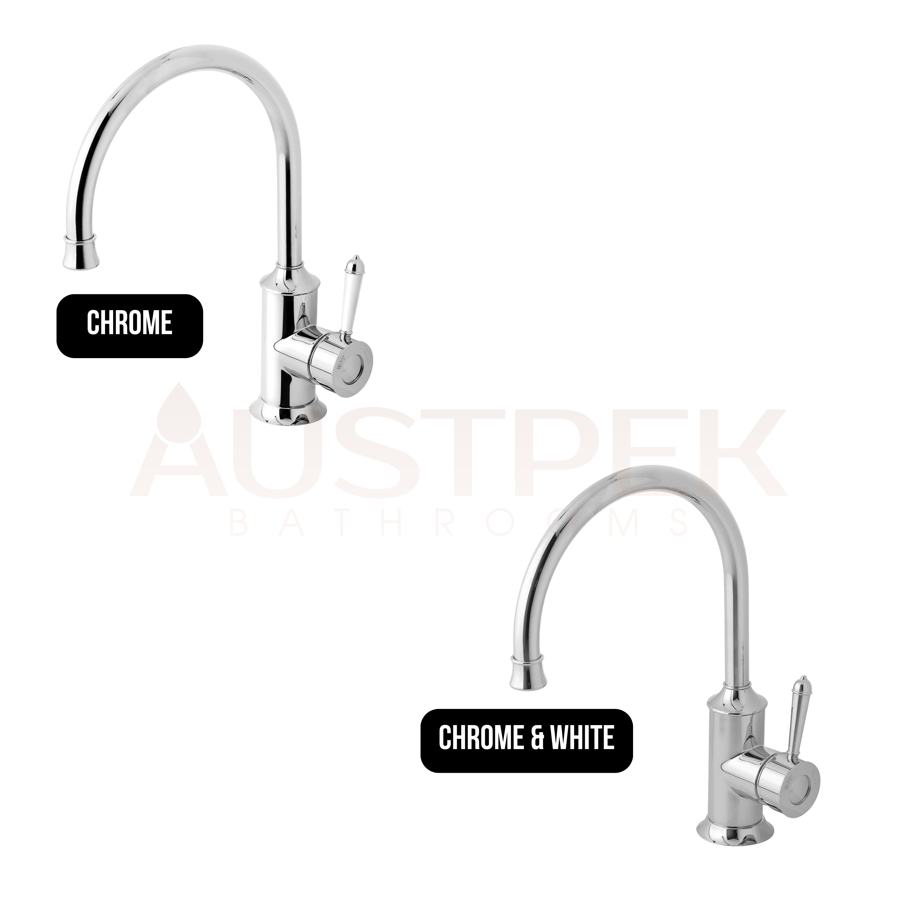 PHOENIX NOSTALGIA GOOSENECK SINK MIXER 220MM CHROME AND WHITE