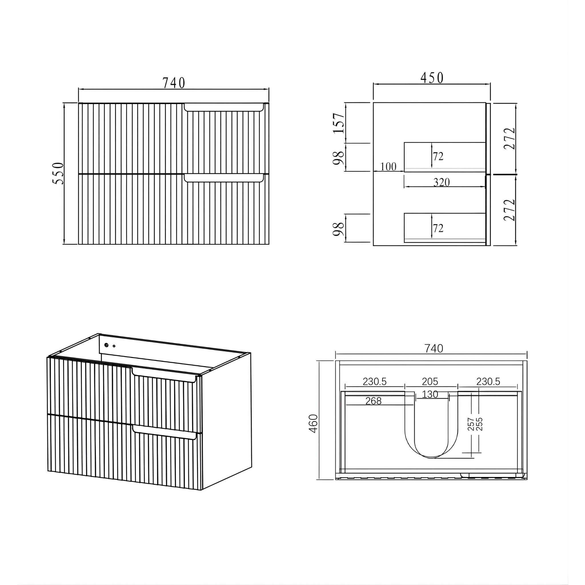 OTTI NOOSA MATTE WHITE 750MM SINGLE BOWL WALL HUNG VANITY