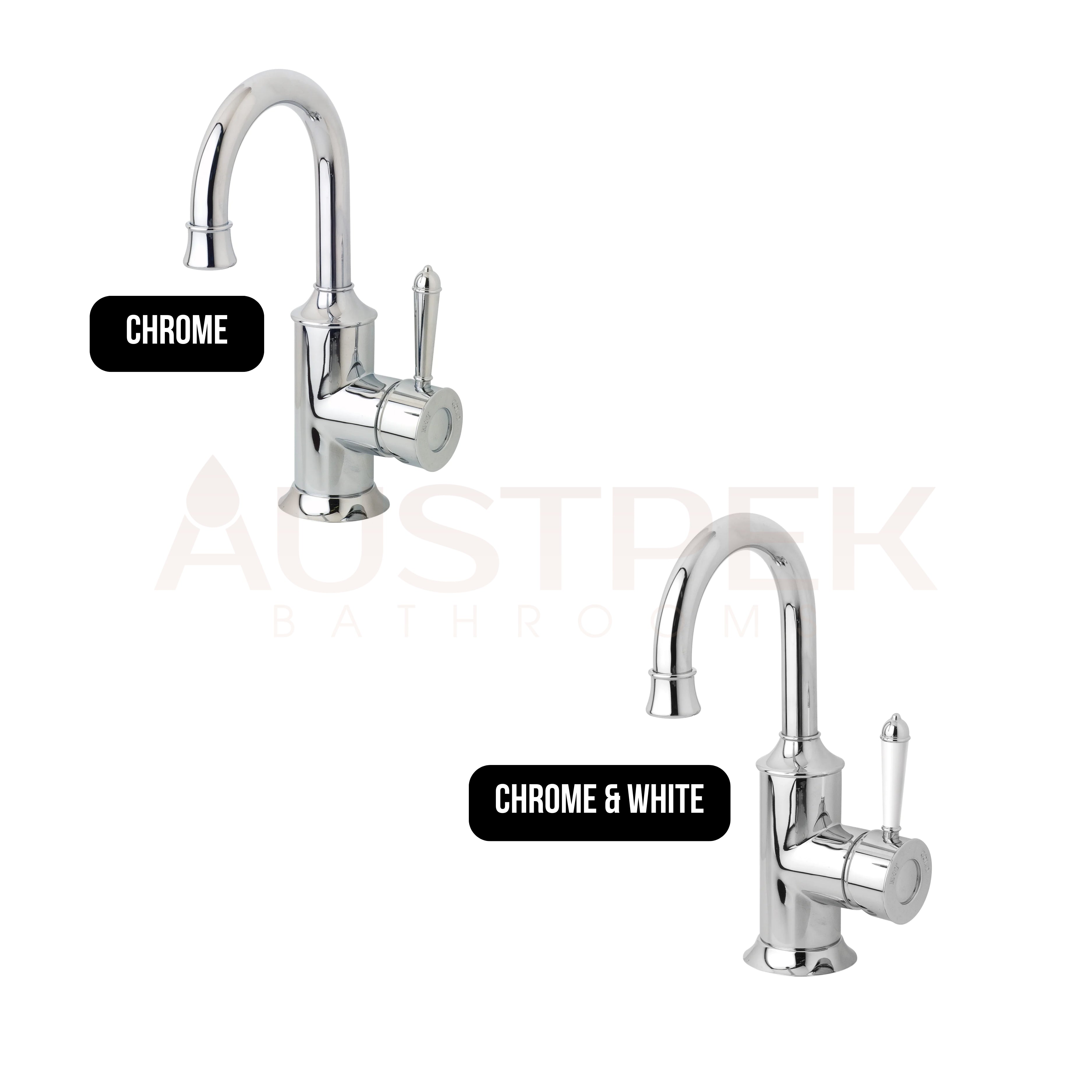 PHOENIX NOSTALGIA BASIN MIXER 120MM GOOSENECK CHROME AND WHITE