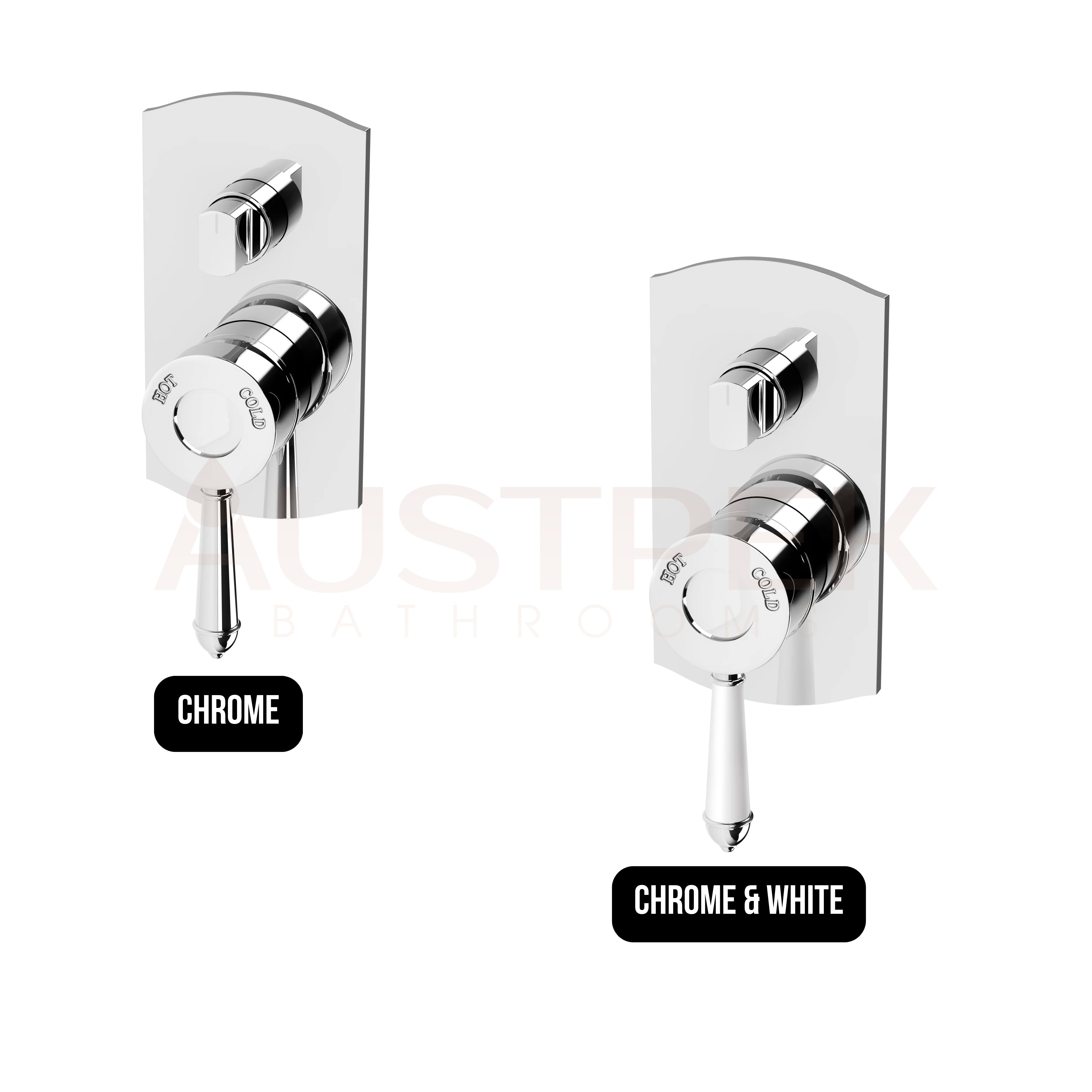 PHOENIX NOSTALGIA SHOWER / BATH DIVERTER MIXER 154MM CHROME AND WHITE