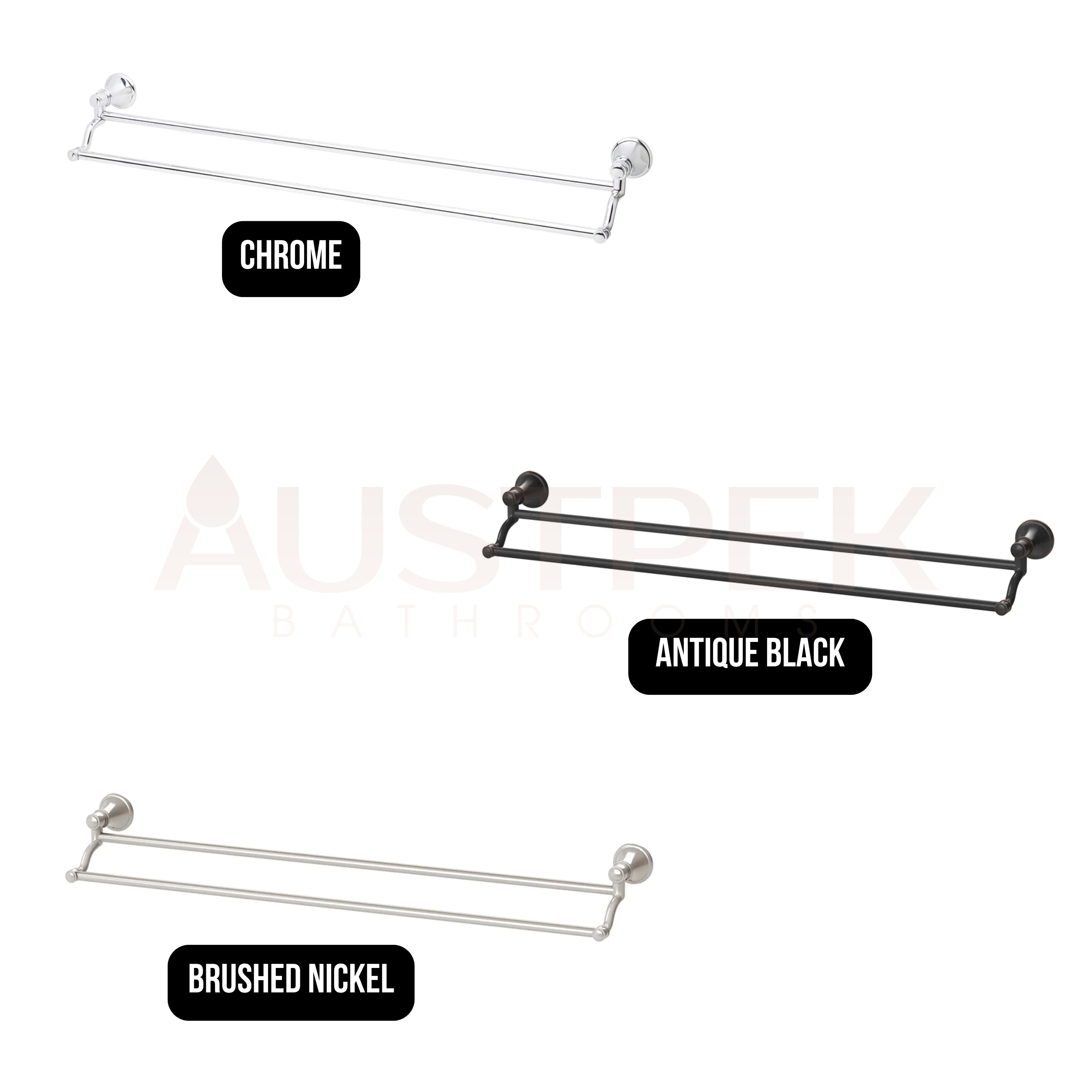 PHOENIX NOSTALGIA DOUBLE NON-HEATED TOWEL RAIL BRUSHED NICKEL 760MM