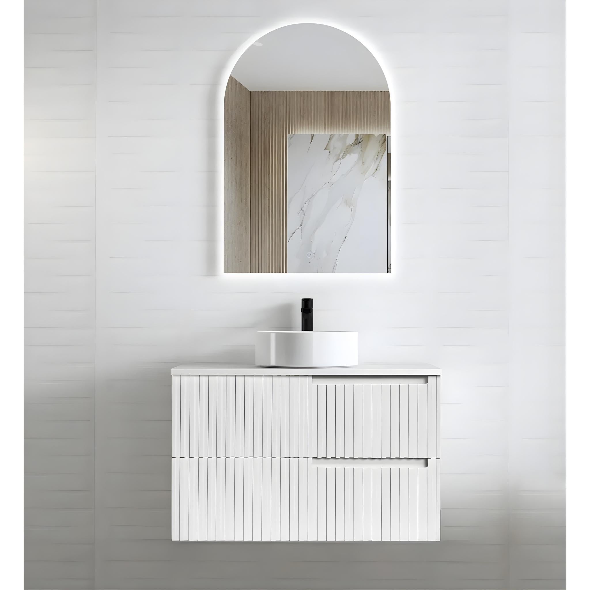 OTTI NOOSA MATTE WHITE 900MM SINGLE BOWL WALL HUNG VANITY