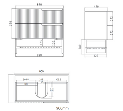 OTTI NOOSA MATTE WHITE 900MM SINGLE BOWL FLOOR STANDING VANITY