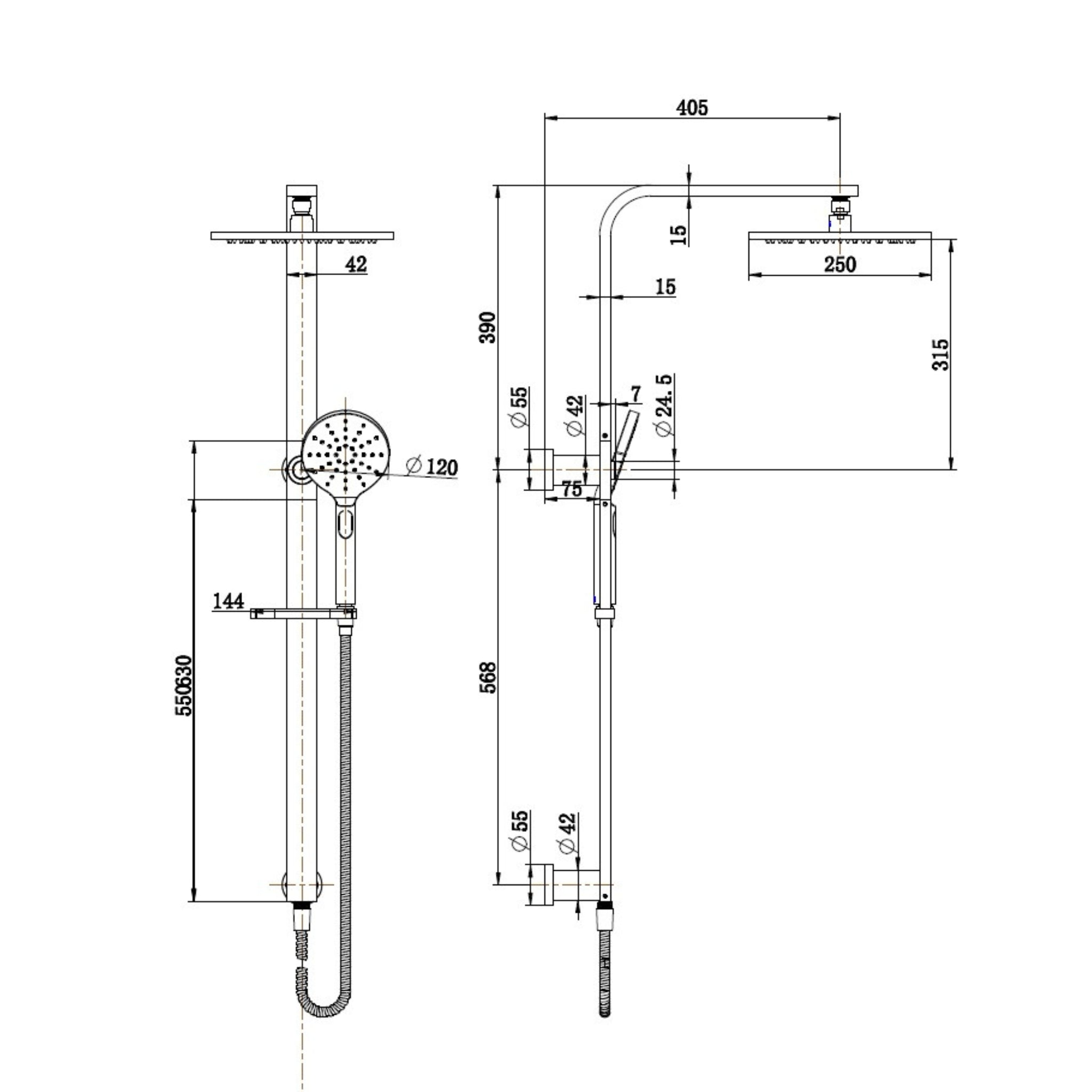 MODERN NATIONAL NOVA LEAD FREE SHOWER COLUMN SET DUSK