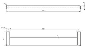 MODERN NATIONAL NOVA DOUBLE TOWEL RAIL 600MM CHAMPAGNE