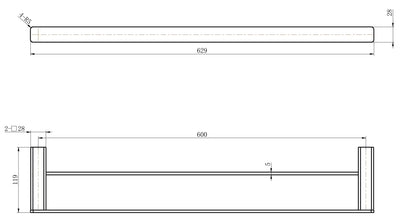 MODERN NATIONAL NOVA DOUBLE TOWEL RAIL 600MM BRUSHED BRONZE