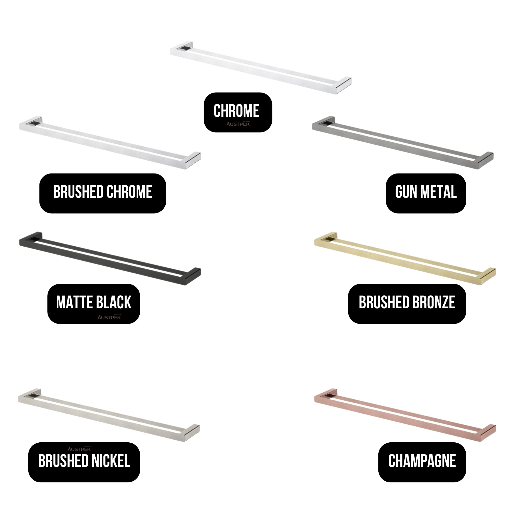 MODERN NATIONAL NOVA DOUBLE TOWEL RAIL 779MM BRUSHED BRONZE