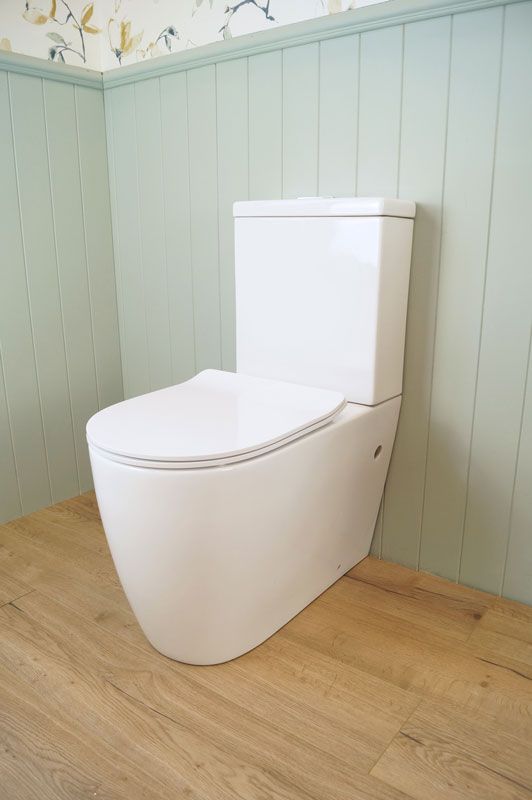 TURNER HASTINGS NARVA RIMLESS BACK TO WALL CLOSE COUPLED TOILET SUITE GLOSS WHITE