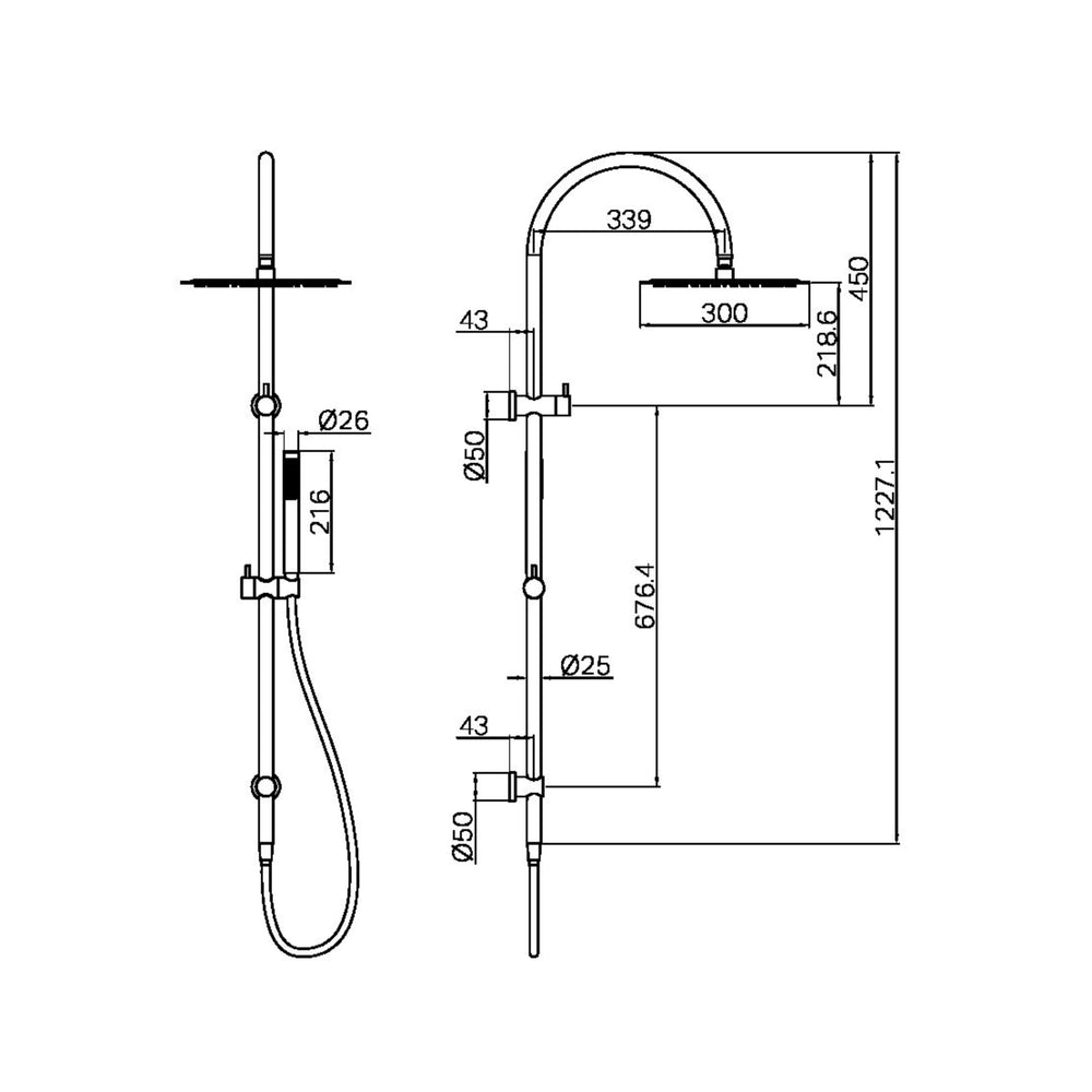 NERO ZEN TWIN SHOWER WITH OUTDOOR SHOWER HOSE GRAPHITE