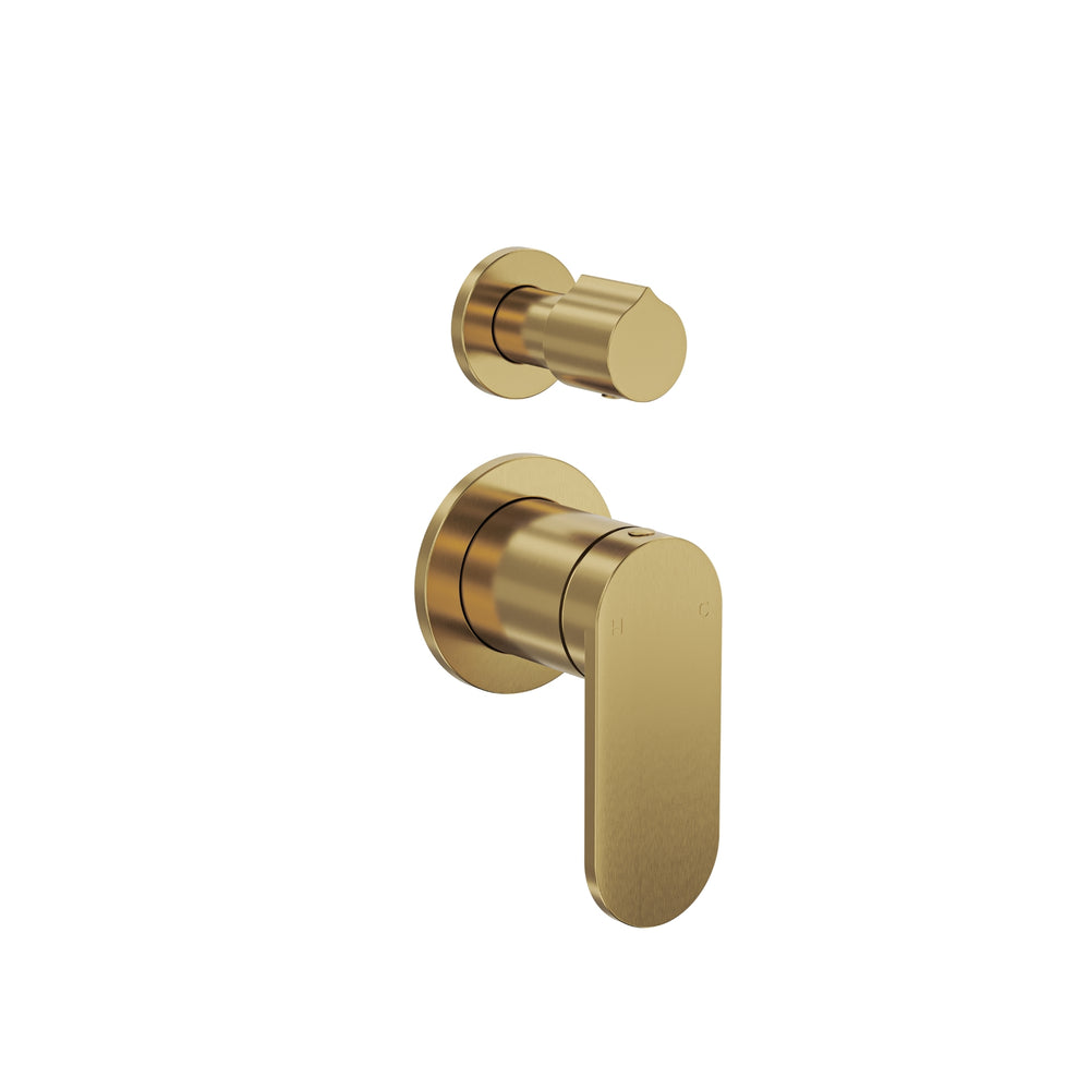 LINSOL CAPO 2-PLATE WALL MIXER WITH DIVERTER BRUSHED BRASS