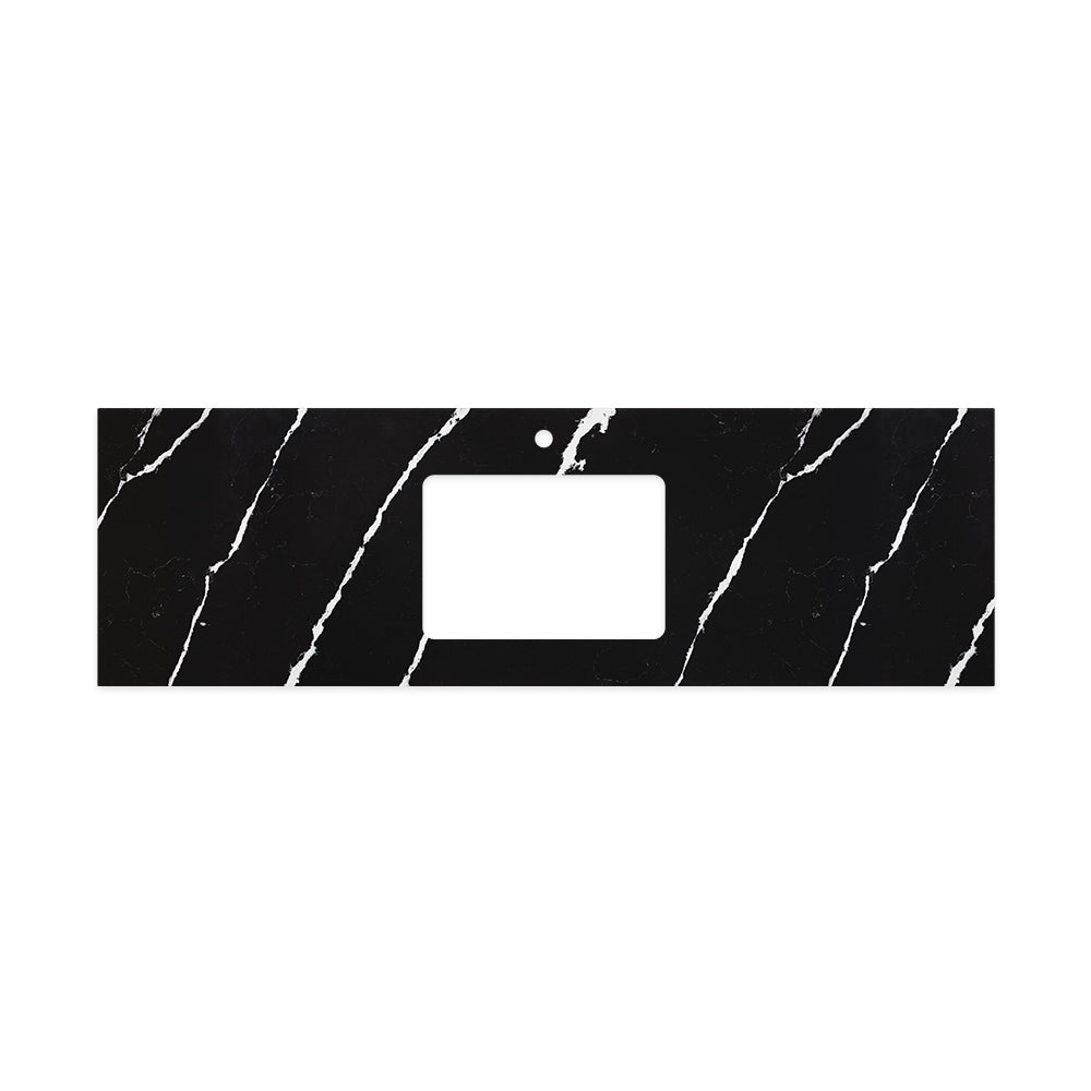 FIENZA NERO VENA SILICA FREE RECTANGULAR DEPTH STONE BENCHTOP WITH SINGLE UNDERMOUNT BASIN (AVAILABLE IN 600MM, 750MM, 900MM, 1200MM, 1500MM AND 1800MM)