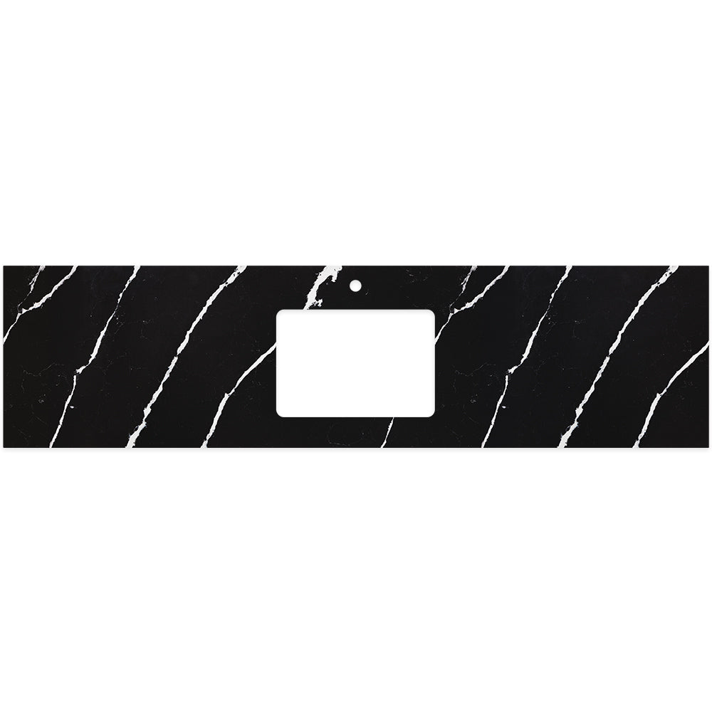 FIENZA NERO VENA SILICA FREE RECTANGULAR DEPTH STONE BENCHTOP WITH SINGLE UNDERMOUNT BASIN HOLE & TAP HOLE (AVAILABLE IN 600MM, 750MM, 900MM, 1200MM, 1500MM AND 1800MM)