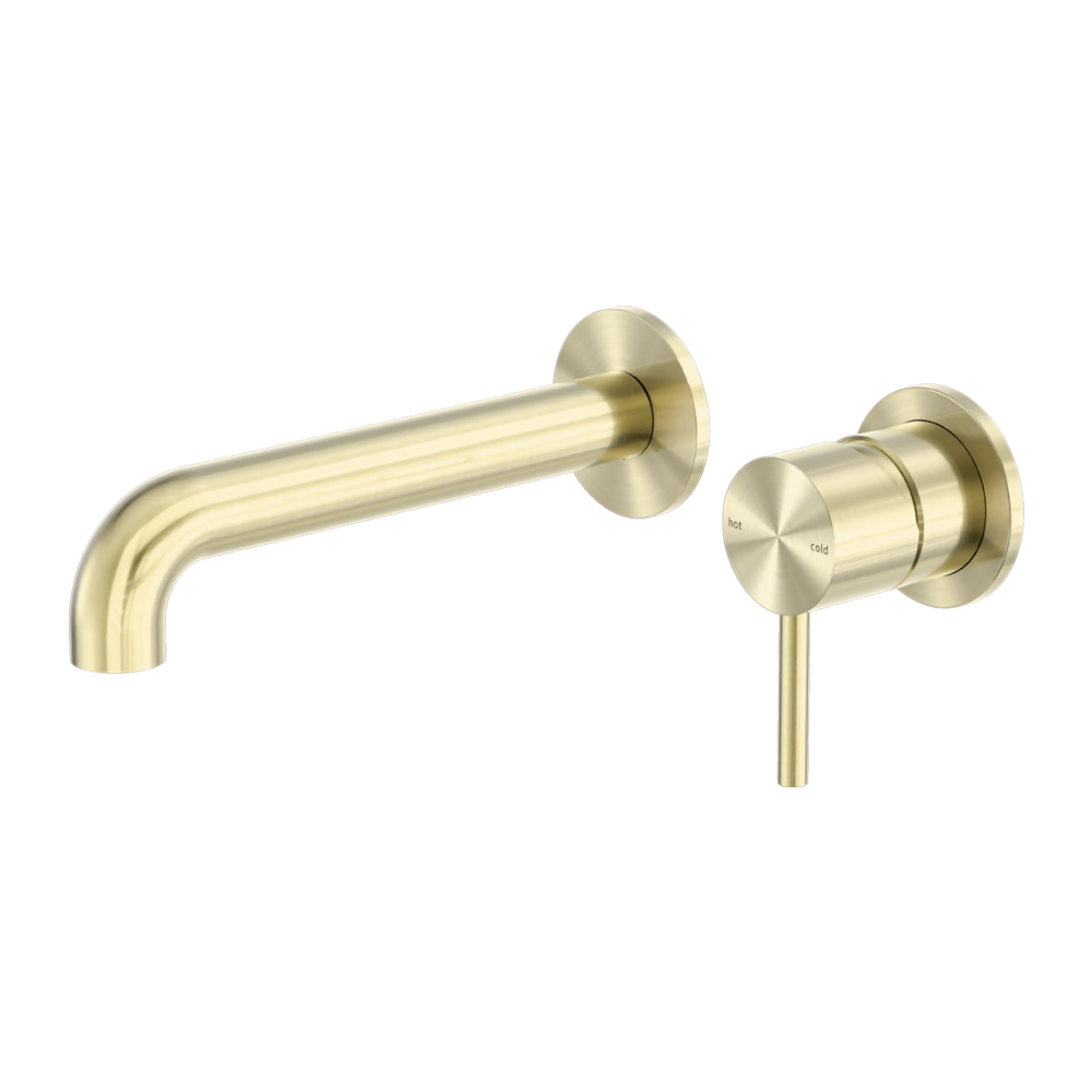 NERO ZEN WALL BASIN/BATH MIXER SEPARATE BACK PLATE SPOUT BRUSHED GOLD (AVAILABLE IN 185MM AND 230MM )