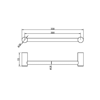 NERO ZEN NON-HEATED HAND TOWEL RAIL 330MM GRAPHITE