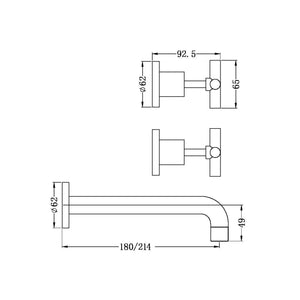 NERO X PLUS WALL BASIN SET BRUSHED GOLD (AVAILABLE IN 180MM AND 215MM)