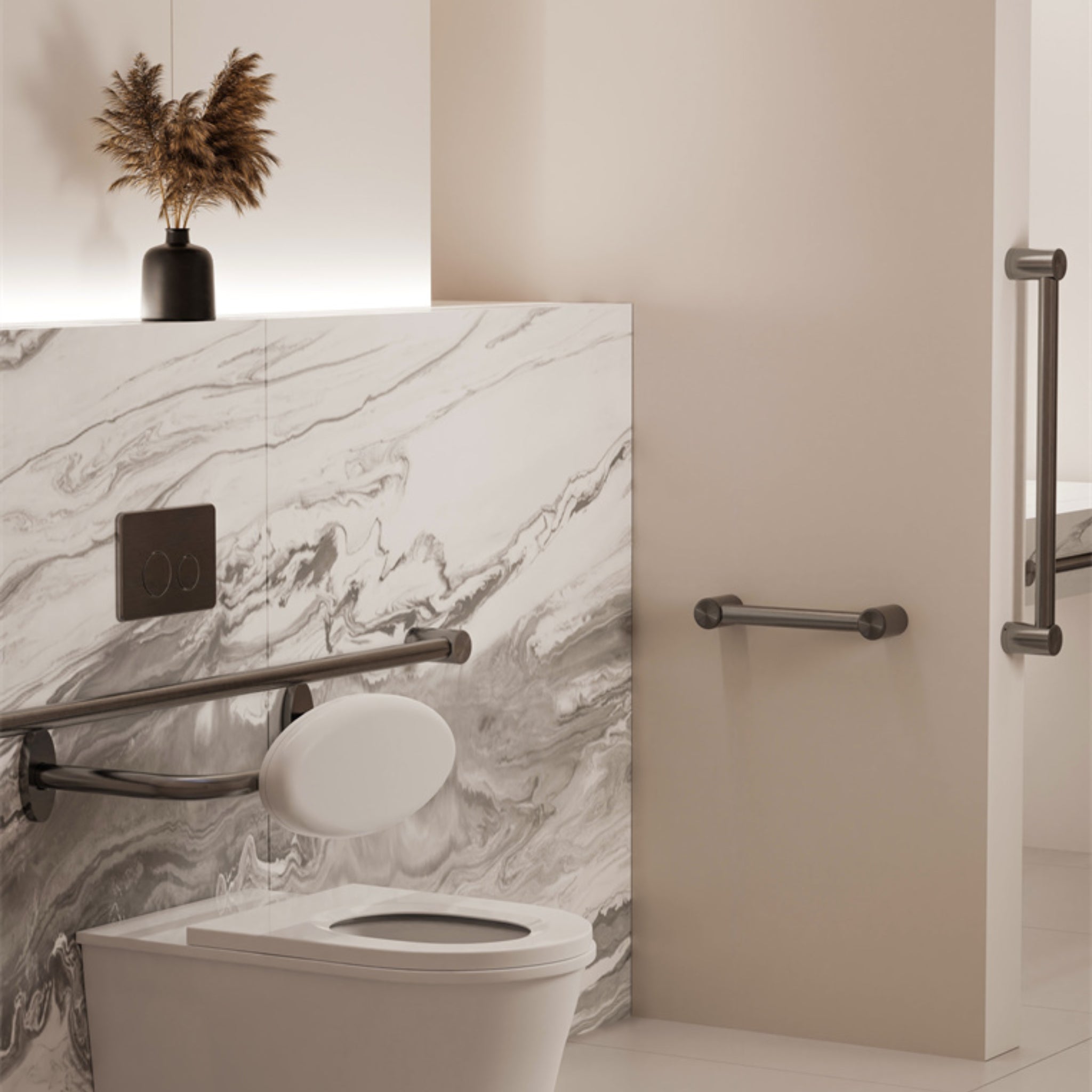 NERO MECCA CARE 25MM GRAB RAIL GUN METAL (AVAILABLE IN 300MM, 450MM, 600MM, 900MM AND 1200MM)