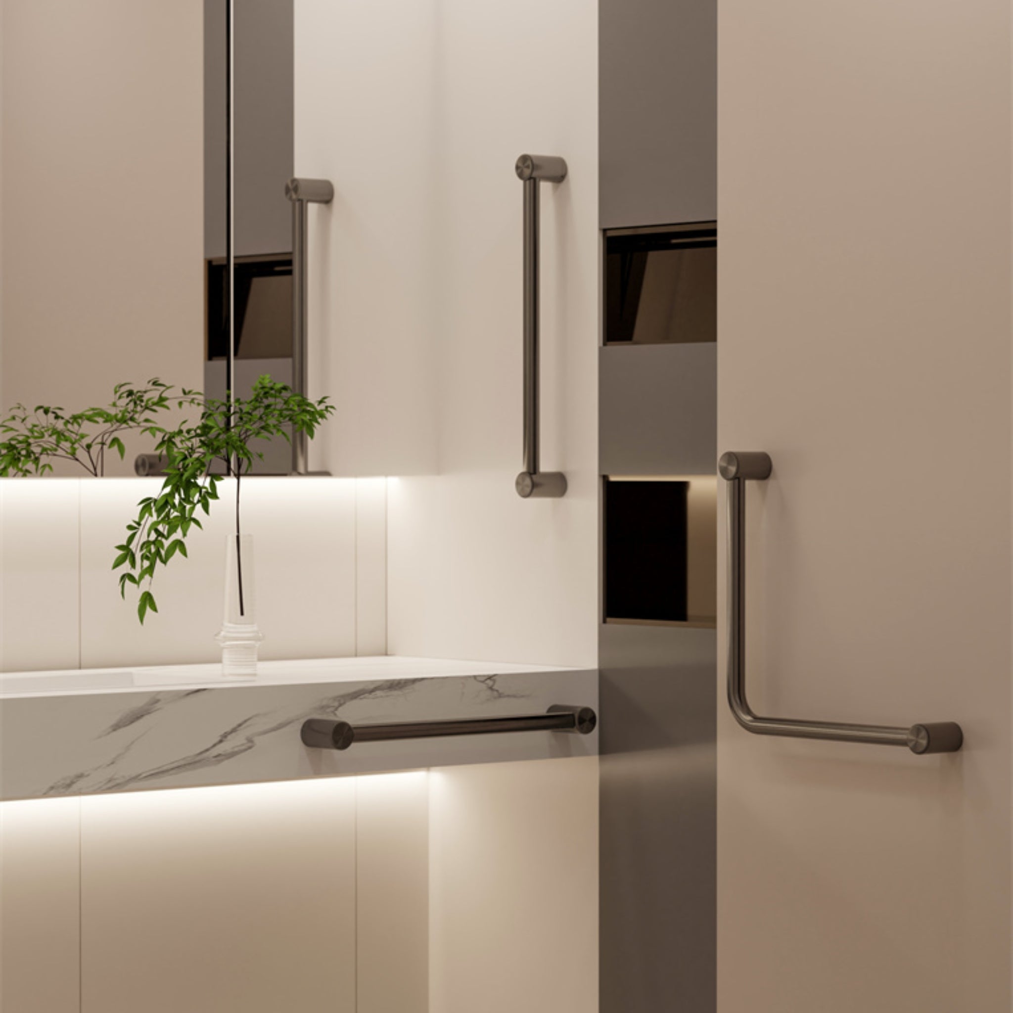 NERO MECCA CARE 25MM GRAB RAIL GUN METAL (AVAILABLE IN 300MM, 450MM, 600MM, 900MM AND 1200MM)