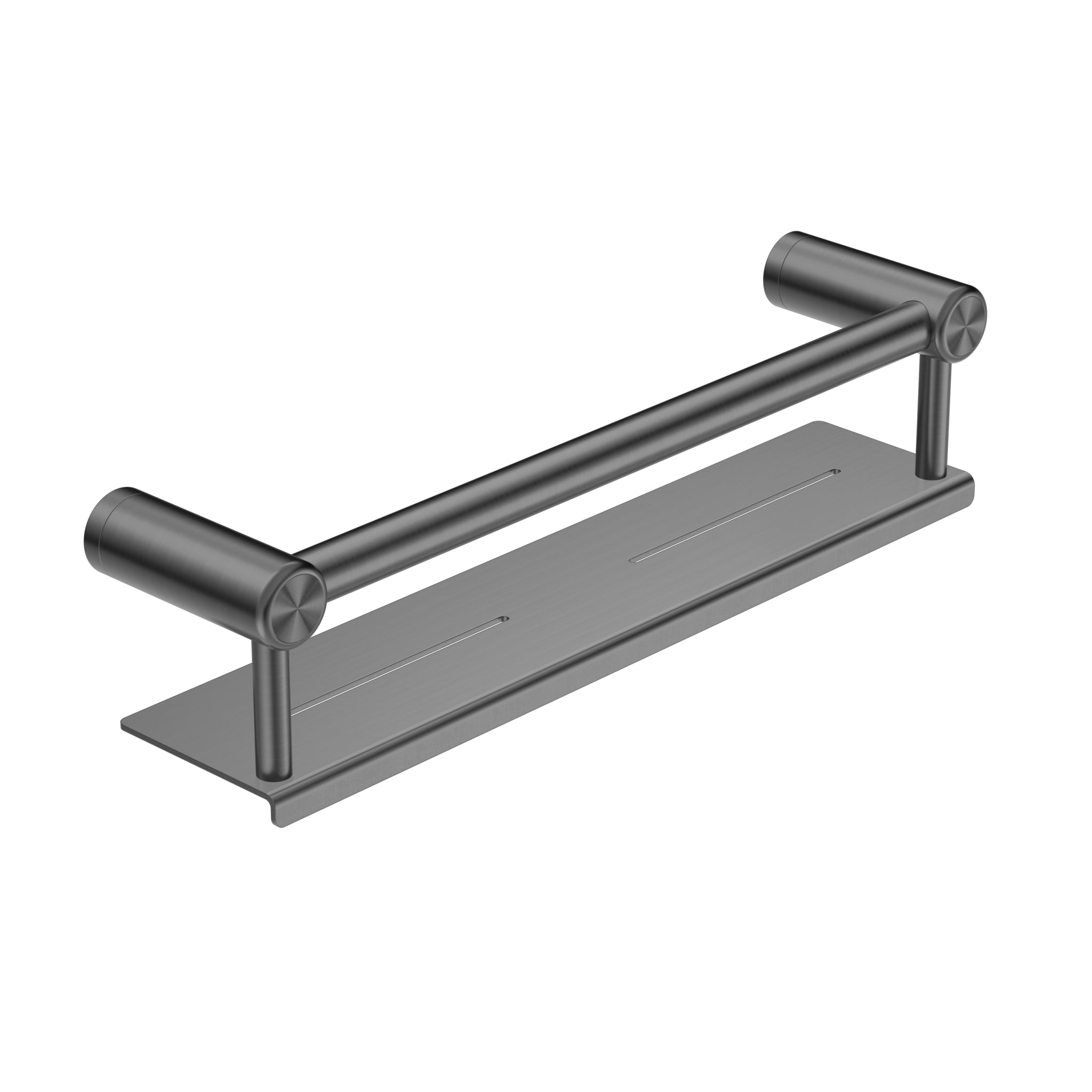 NERO MECCA CARE GRAB RAIL WITH SHELF GUN METAL (AVAILABLE IN 300MM AND 450MM)