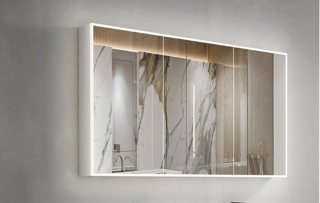 OTTI MOONLIGHT LED MATTE WHITE WALL HUNG SHAVING CABINET 1200X650MM