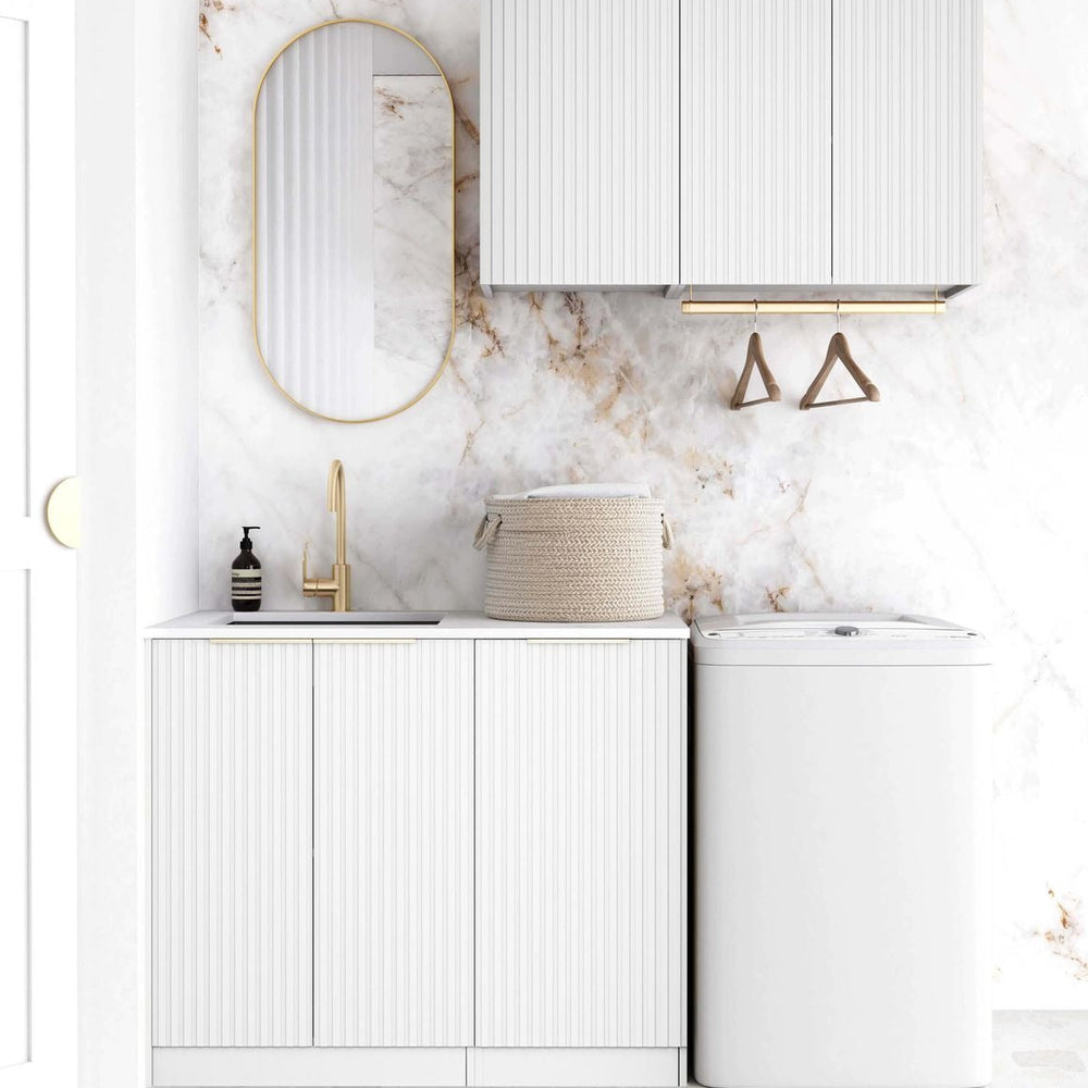 OTTI NOOSA MATTE WHITE FLUTED 630MM WALL LAUNDRY CABINET