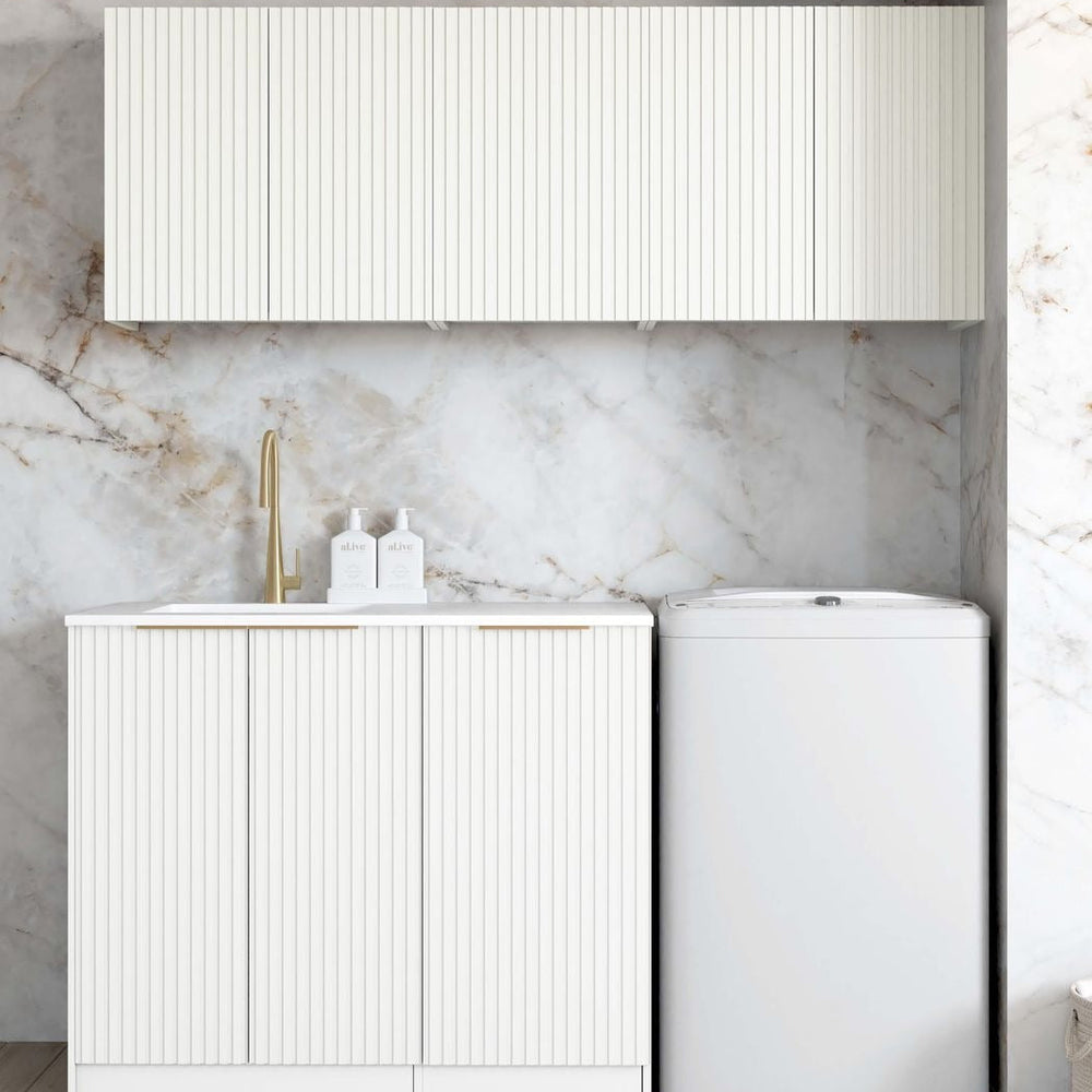 OTTI NOOSA MATTE WHITE FLUTED 630MM WALL LAUNDRY CABINET