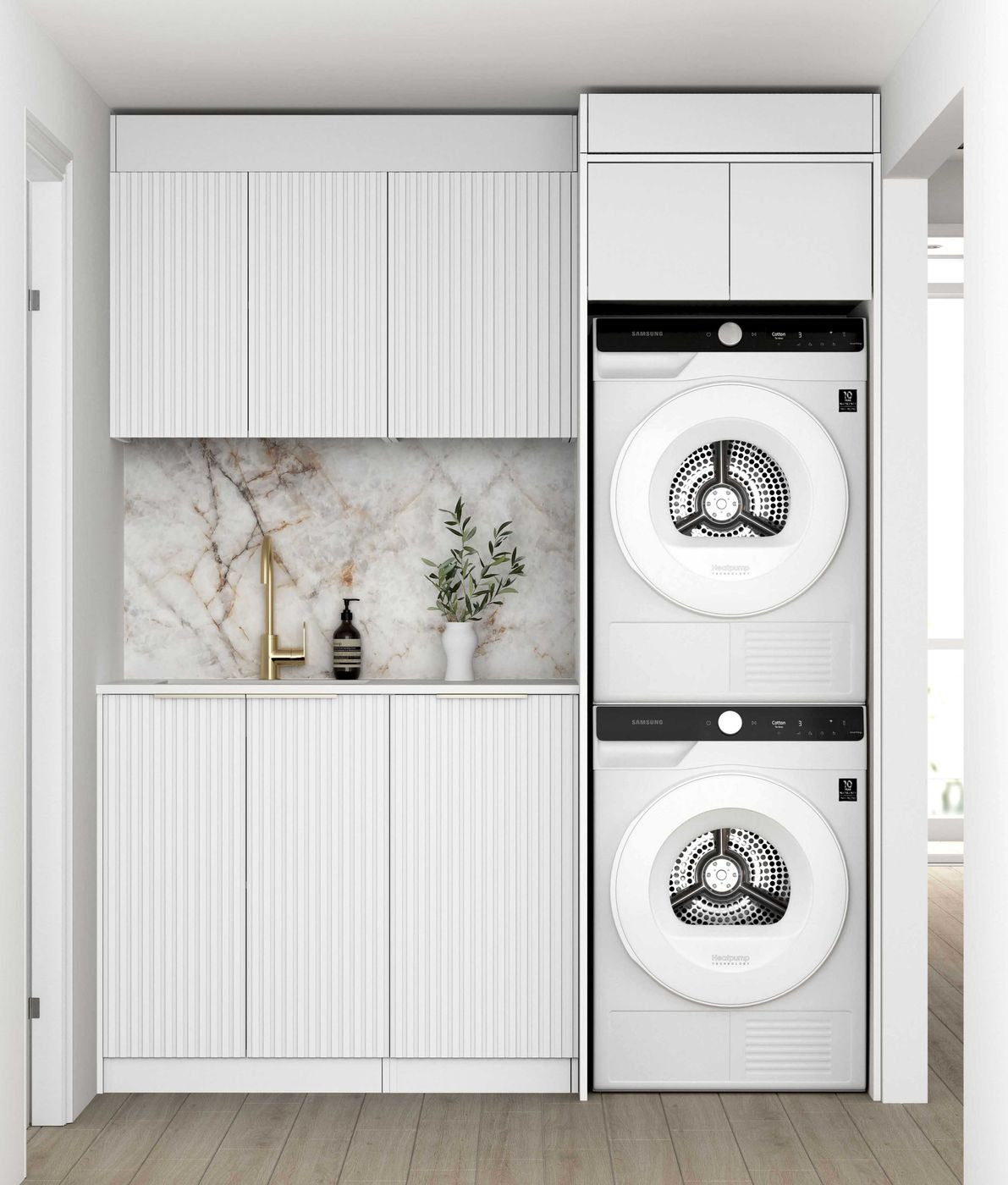OTTI NOOSA MATTE WHITE FLUTED 630MM WALL LAUNDRY CABINET