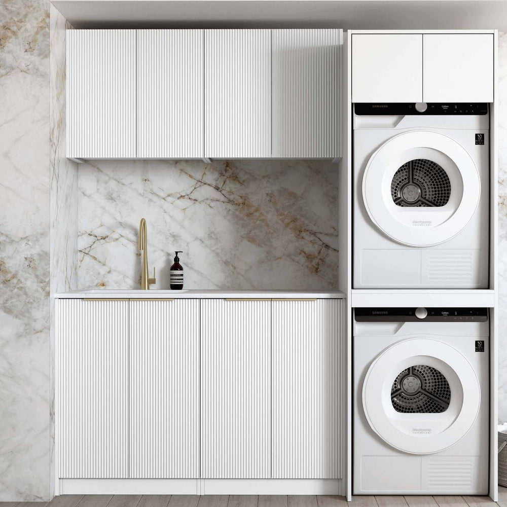 OTTI NOOSA MATTE WHITE FLUTED 630MM WALL LAUNDRY CABINET