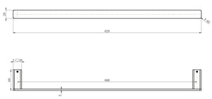 MODERN NATIONAL NOVA SINGLE TOWEL RAIL BRUSHED NICKEL (AVAILABLE IN 600MM AND 750MM)
