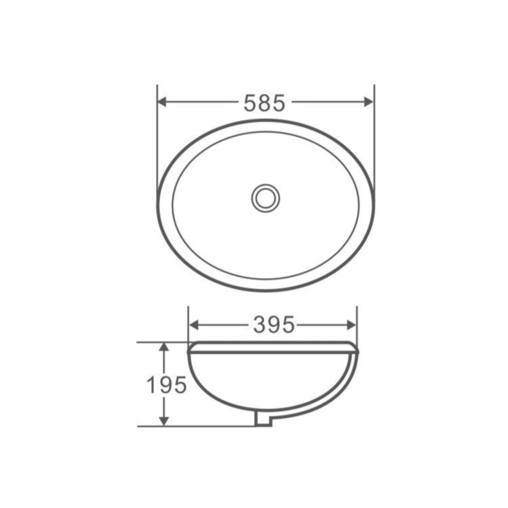 MERCIO NUE OVAL UNDER COUNTER BASIN GLOSS WHITE 585MM