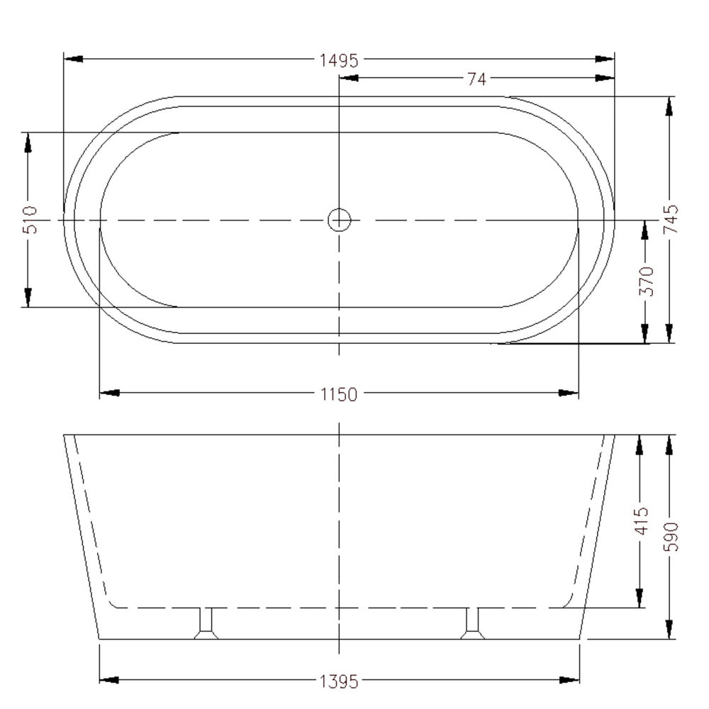 INFINITY ORIAN FREESTANDING BATHTUB GLOSS WHITE (AVAILABLE IN 1200MM, 1500MM AND 1700MM)