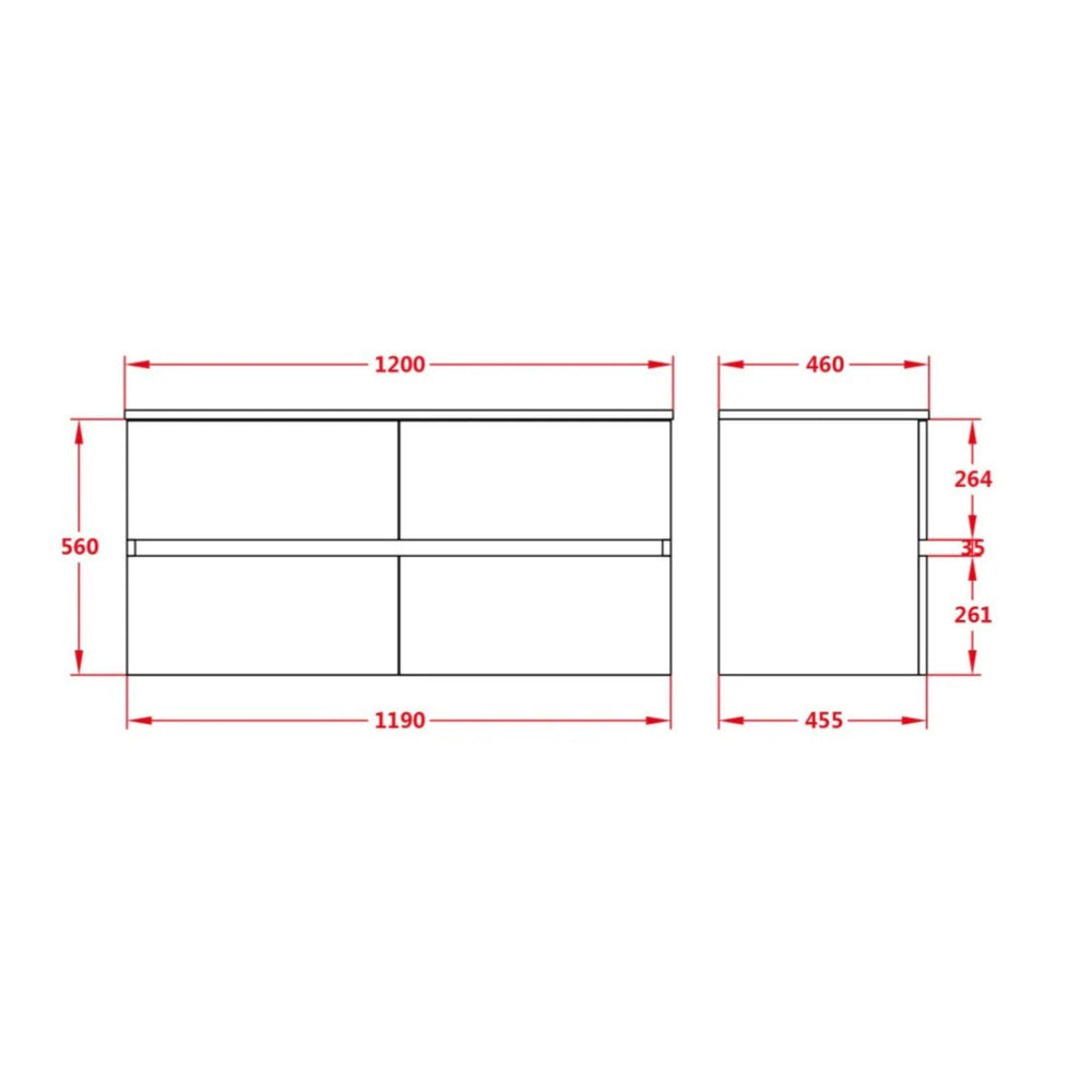 POSEIDON STELLA OAK 1200MM DOUBLE BOWL WALL HUNG VANITY