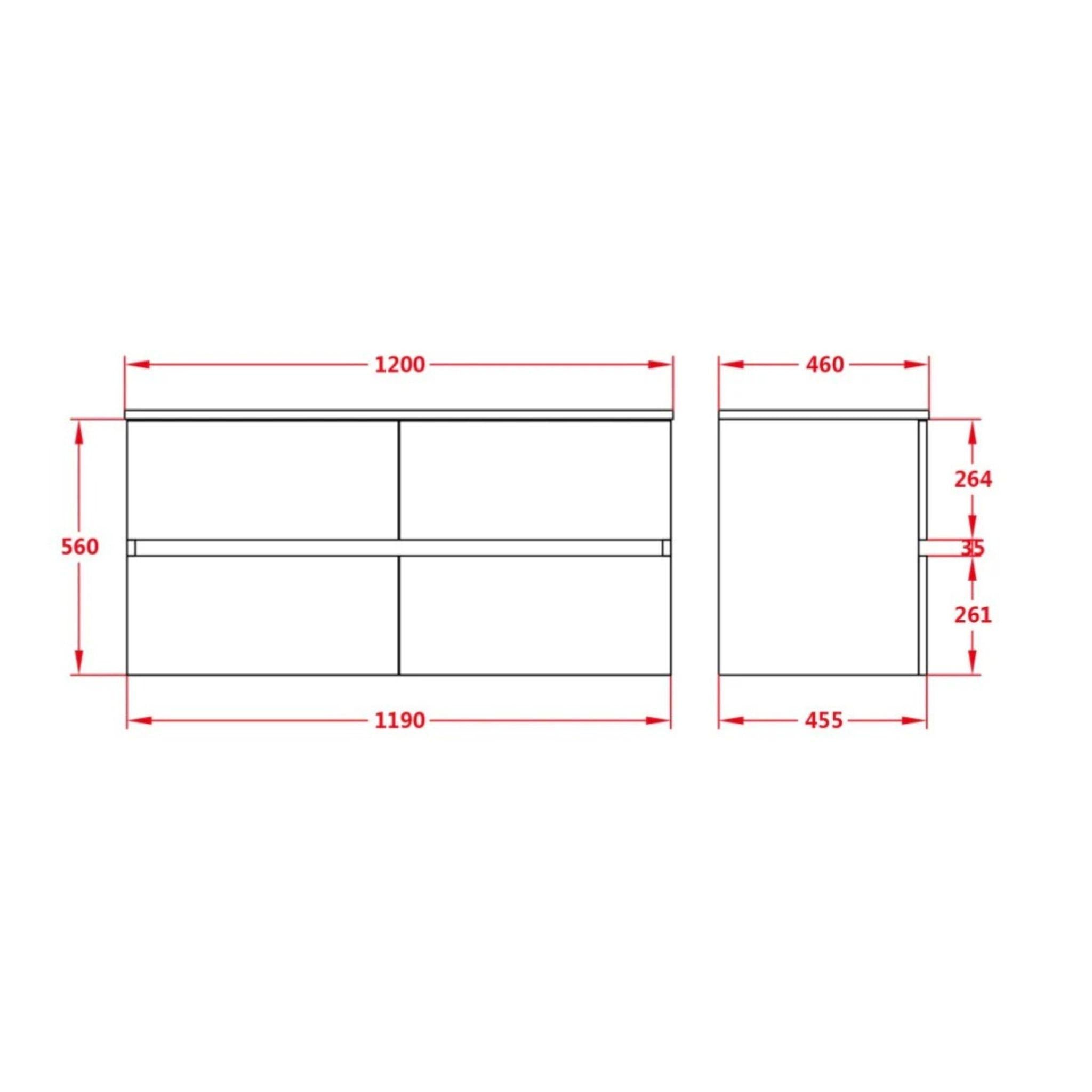 POSEIDON STELLA OAK 1200MM DOUBLE BOWL WALL HUNG VANITY