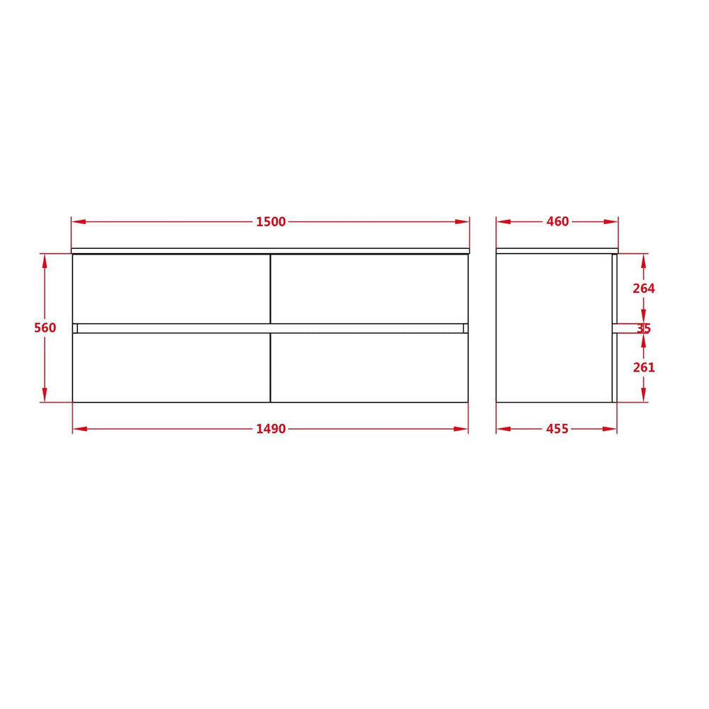 POSEIDON STELLA OAK 1500MM SINGLE BOWL WALL HUNG VANITY