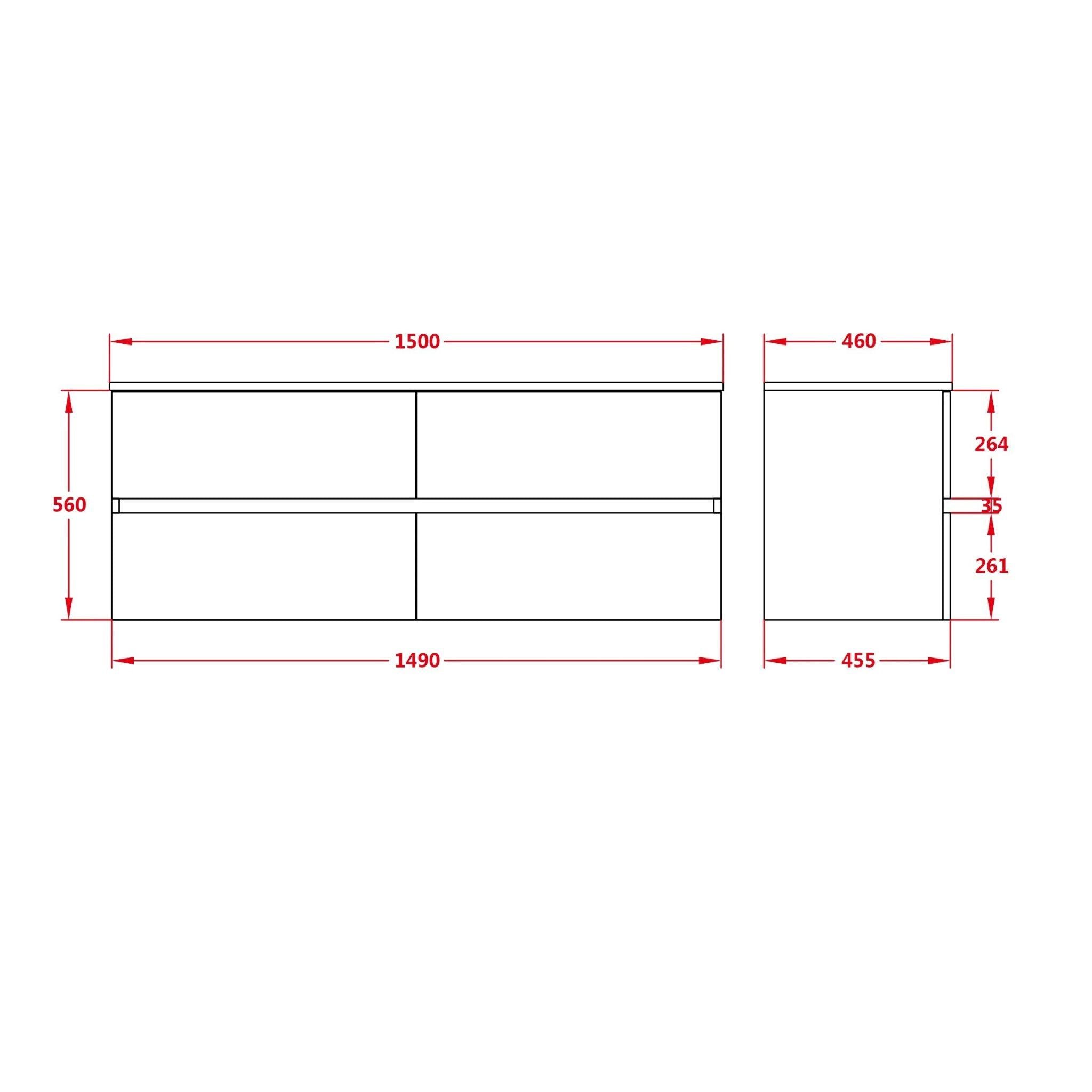 POSEIDON STELLA OAK 1500MM SINGLE BOWL WALL HUNG VANITY