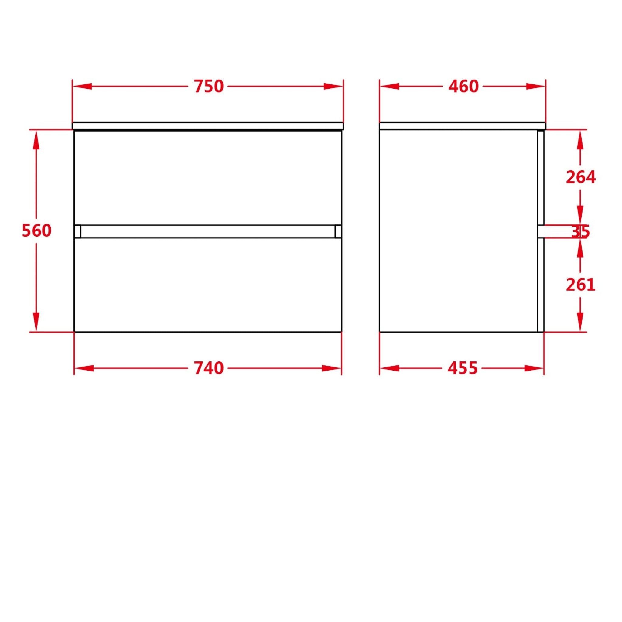 POSEIDON STELLA OAK 750MM SINGLE BOWL WALL HUNG VANITY